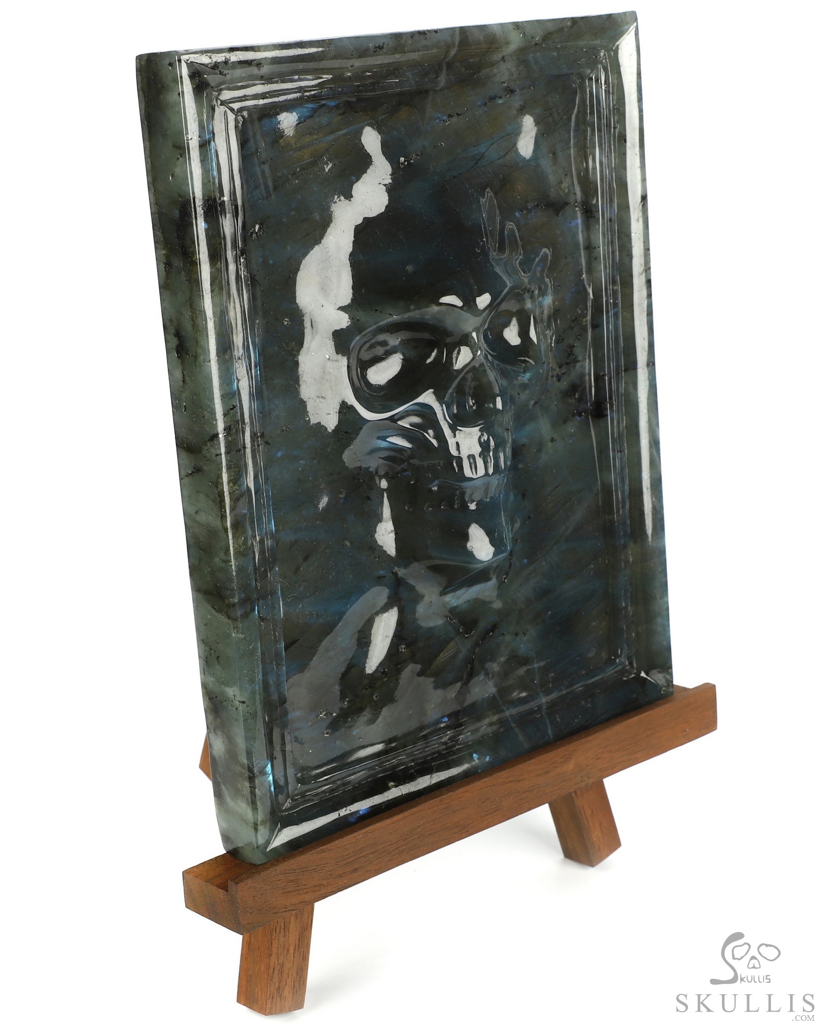 Oct 5, 2026 ACSAD (A Crystal Skull a Day) - The Mirror of Sombre Waters - 7.9" Labradorite Hand Carved Crystal Skull Fine Art Sculpture, Crystal Healing Oct 5, 2026 ACSAD (A Crystal Skull a Day) - The Mirror of Sombre Waters - 7.9" Labradorite Hand Carved Crystal Skull Fine Art Sculpture, Crystal Healing