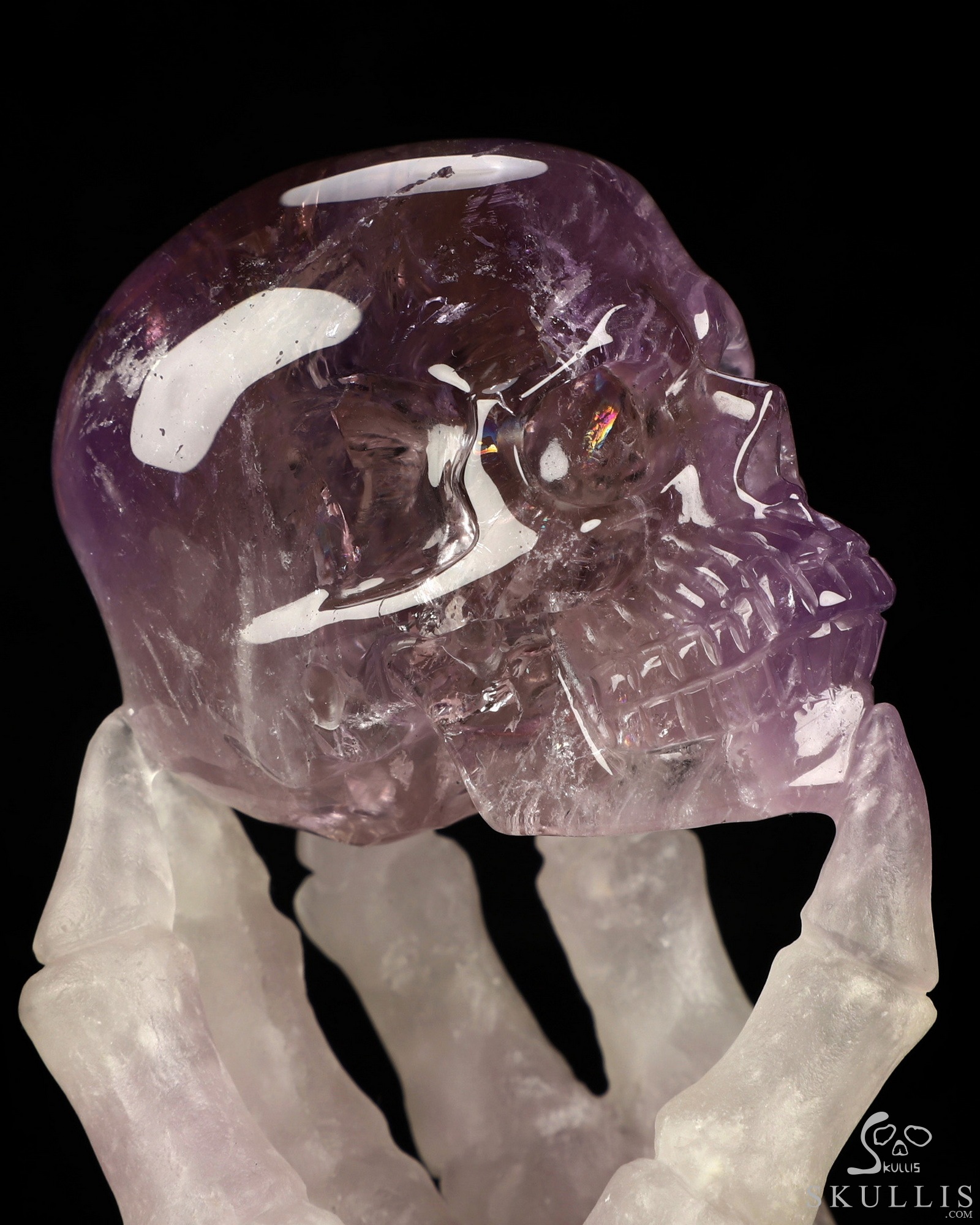 4.7" Amethyst Hand Carved Crystal Skull with Hand Bone Fine Art Sculpture, Crystal Healing 4.7" Amethyst Hand Carved Crystal Skull with Hand Bone Fine Art Sculpture, Crystal Healing
