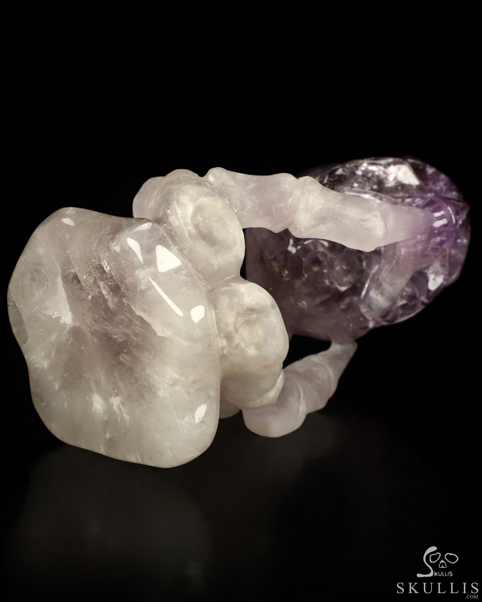 4.7" Amethyst Hand Carved Crystal Skull with Hand Bone Fine Art Sculpture, Crystal Healing 4.7" Amethyst Hand Carved Crystal Skull with Hand Bone Fine Art Sculpture, Crystal Healing