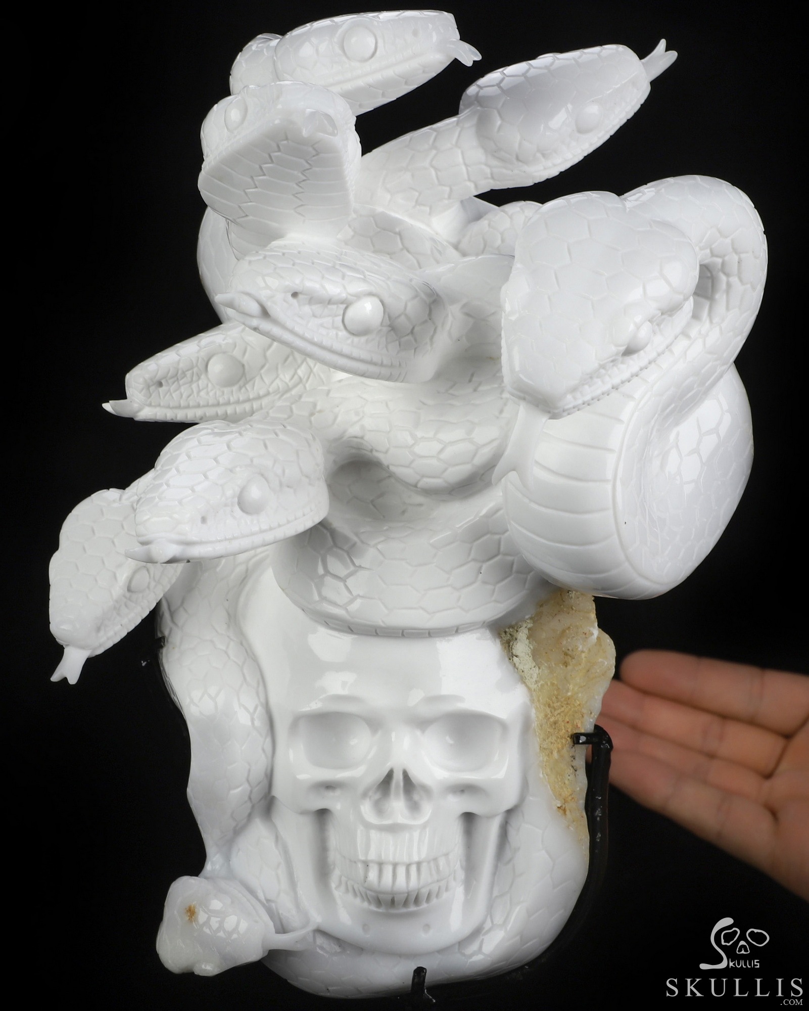 Aug 25, 2026 ACSAD (A Crystal Skull a Day) - The Unbroken Hydra - 7.4" White Jade Hand Carved Crystal Skull Sculpture With Nine Serpents, Crystal Healing Aug 25, 2026 ACSAD (A Crystal Skull a Day) - The Unbroken Hydra - 7.4" White Jade Hand Carved Crystal Skull Sculpture With Nine Serpents, Crystal Healing