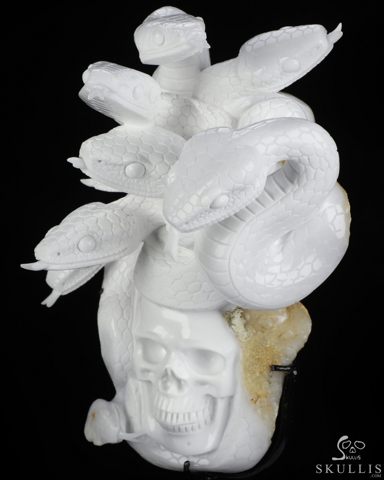 Aug 25, 2026 ACSAD (A Crystal Skull a Day) - The Unbroken Hydra - 7.4" White Jade Hand Carved Crystal Skull Sculpture With Nine Serpents, Crystal Healing Aug 25, 2026 ACSAD (A Crystal Skull a Day) - The Unbroken Hydra - 7.4" White Jade Hand Carved Crystal Skull Sculpture With Nine Serpents, Crystal Healing