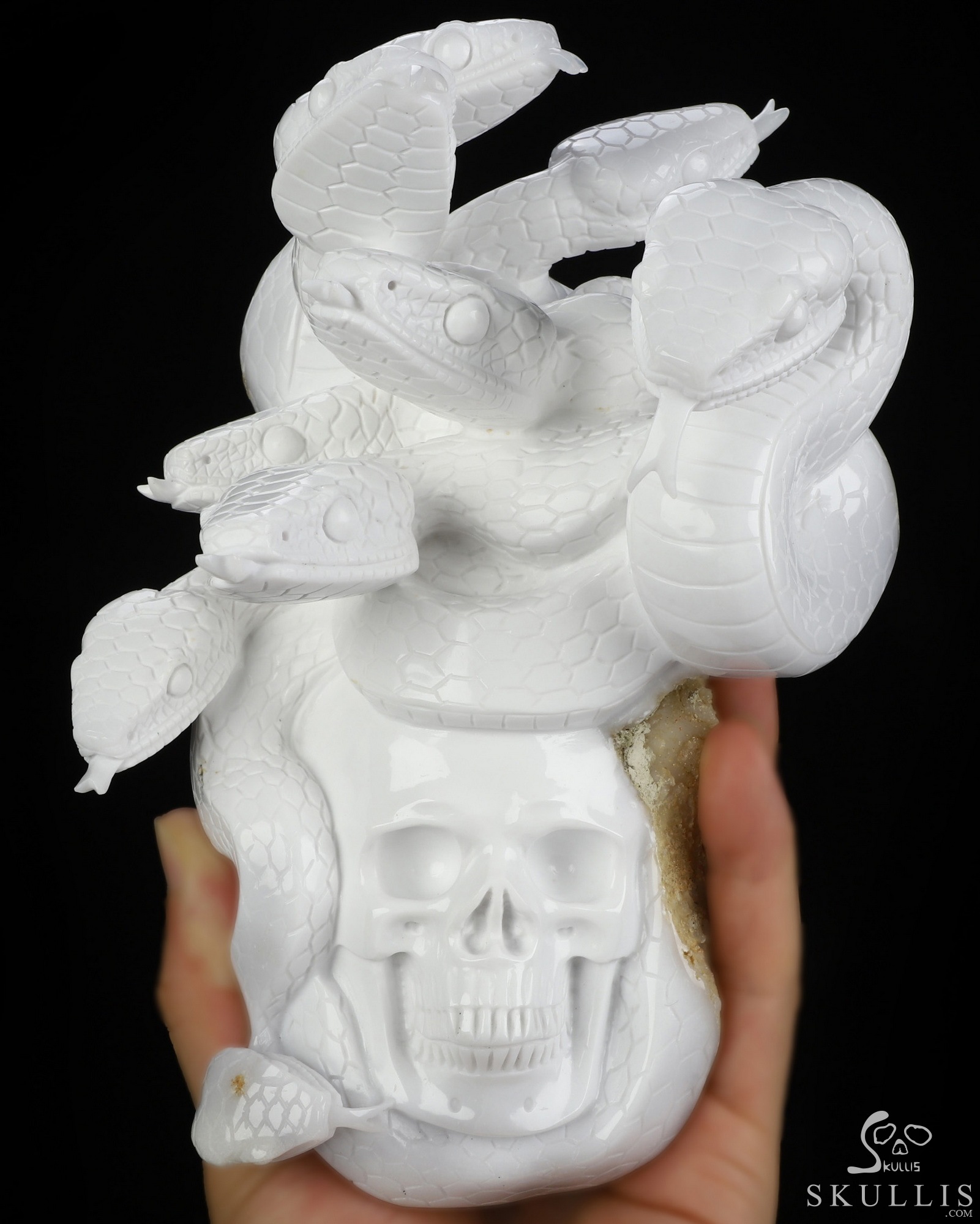 Aug 25, 2026 ACSAD (A Crystal Skull a Day) - The Unbroken Hydra - 7.4" White Jade Hand Carved Crystal Skull Sculpture With Nine Serpents, Crystal Healing Aug 25, 2026 ACSAD (A Crystal Skull a Day) - The Unbroken Hydra - 7.4" White Jade Hand Carved Crystal Skull Sculpture With Nine Serpents, Crystal Healing
