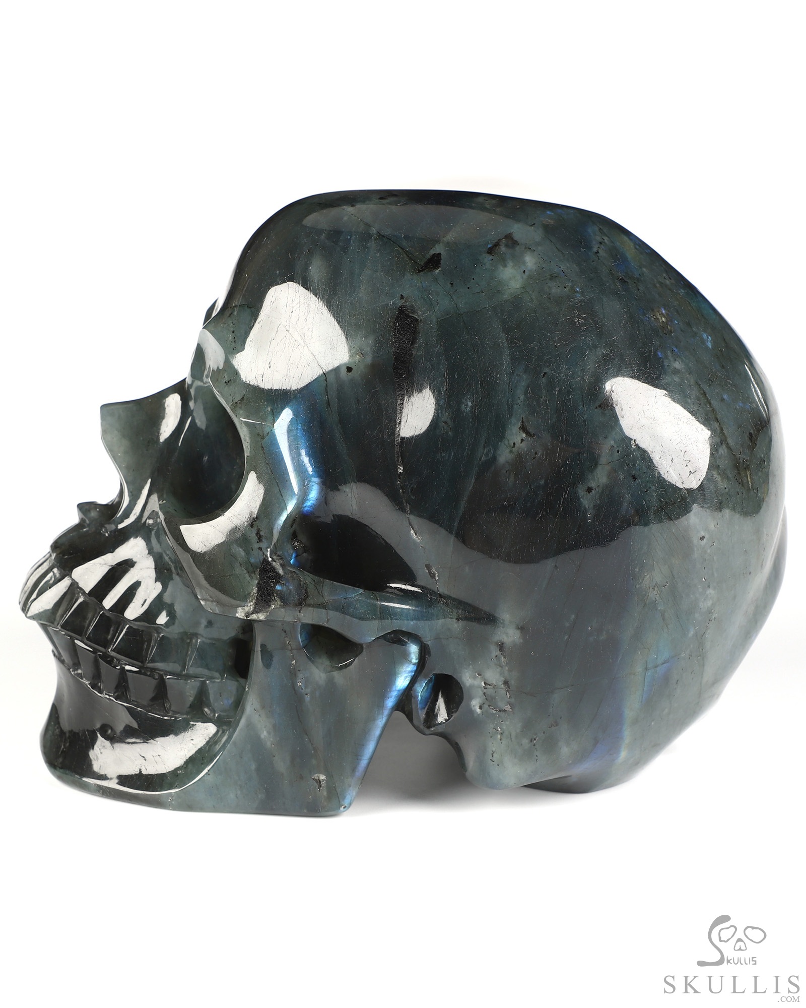Lifesized 7.5" Labradorite Hand Carved Crystal Skull, Super Realistic, Crystal Healing Lifesized 7.5" Labradorite Hand Carved Crystal Skull, Super Realistic, Crystal Healing