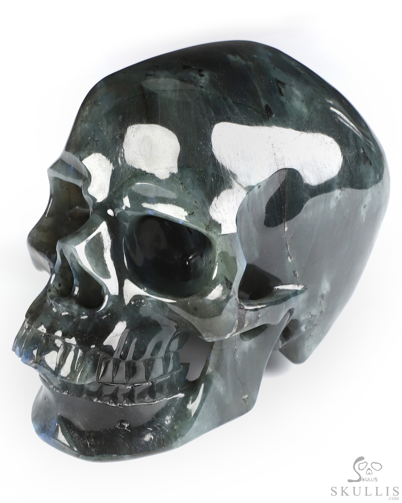 Lifesized 7.5" Labradorite Hand Carved Crystal Skull, Super Realistic, Crystal Healing Lifesized 7.5" Labradorite Hand Carved Crystal Skull, Super Realistic, Crystal Healing