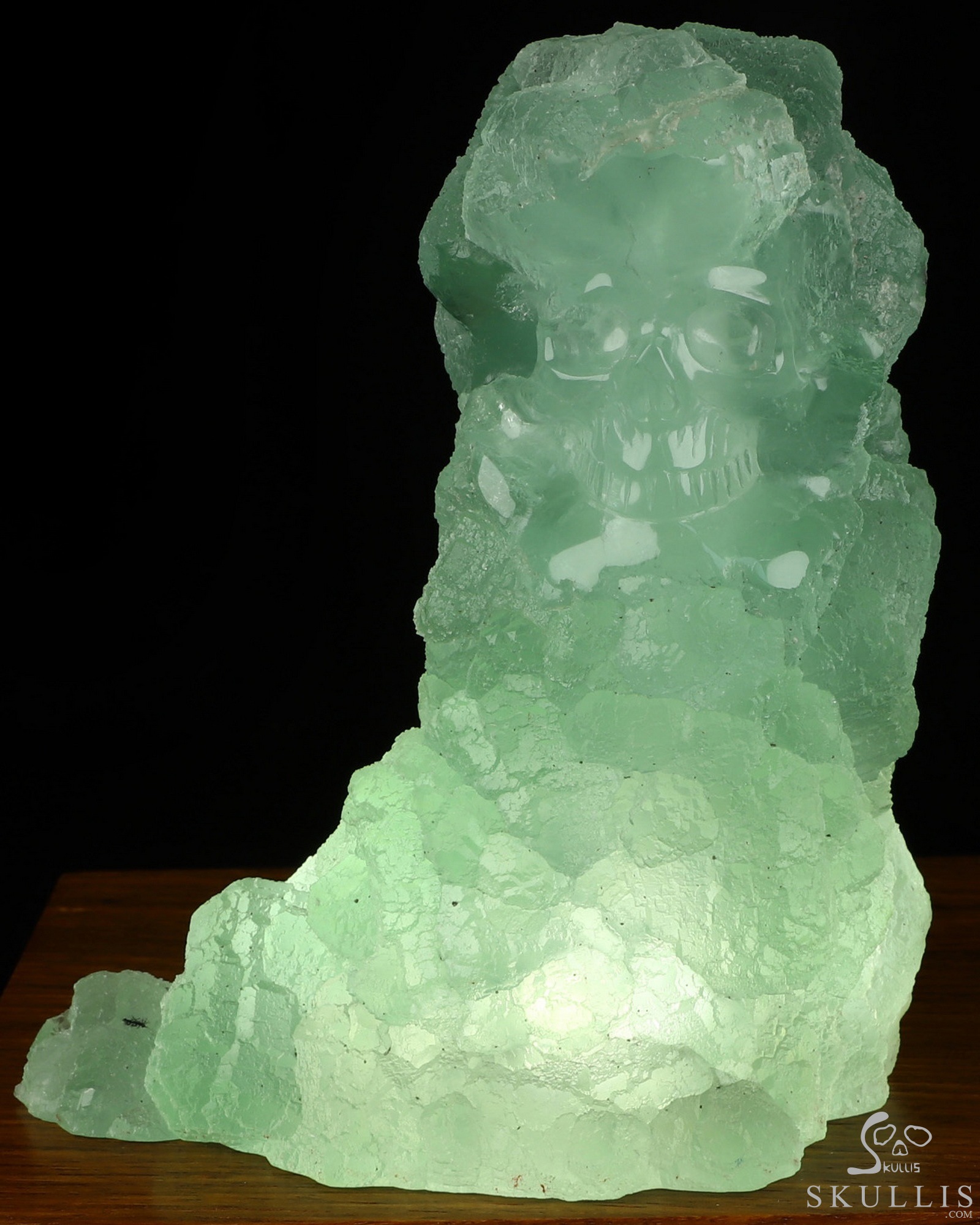 4.9" Fluorite Hand Carved Crystal Skull with Led Stand Fine Art Sculpture, Crystal Healing 4.9" Fluorite Hand Carved Crystal Skull with Led Stand Fine Art Sculpture, Crystal Healing