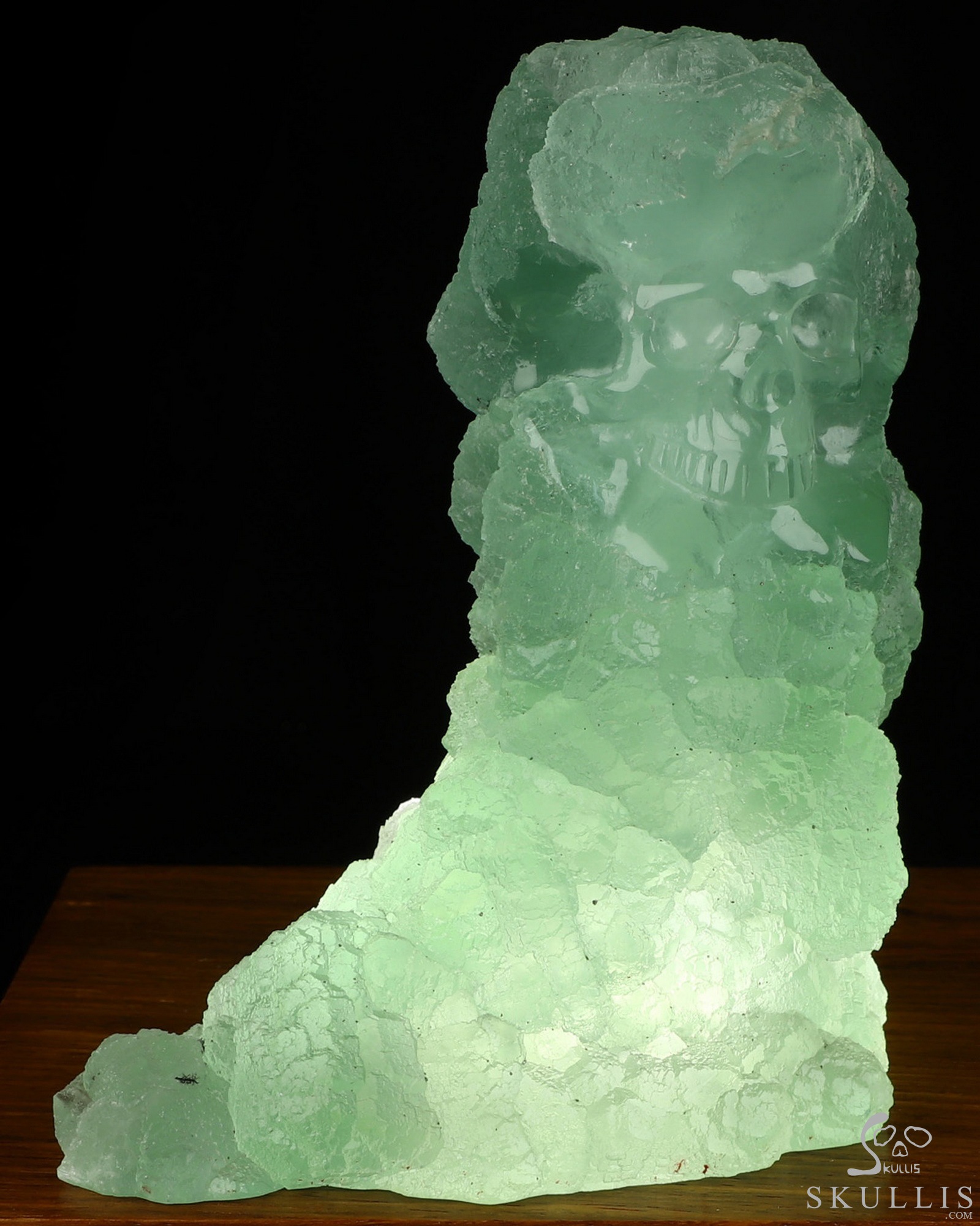 4.9" Fluorite Hand Carved Crystal Skull with Led Stand Fine Art Sculpture, Crystal Healing 4.9" Fluorite Hand Carved Crystal Skull with Led Stand Fine Art Sculpture, Crystal Healing