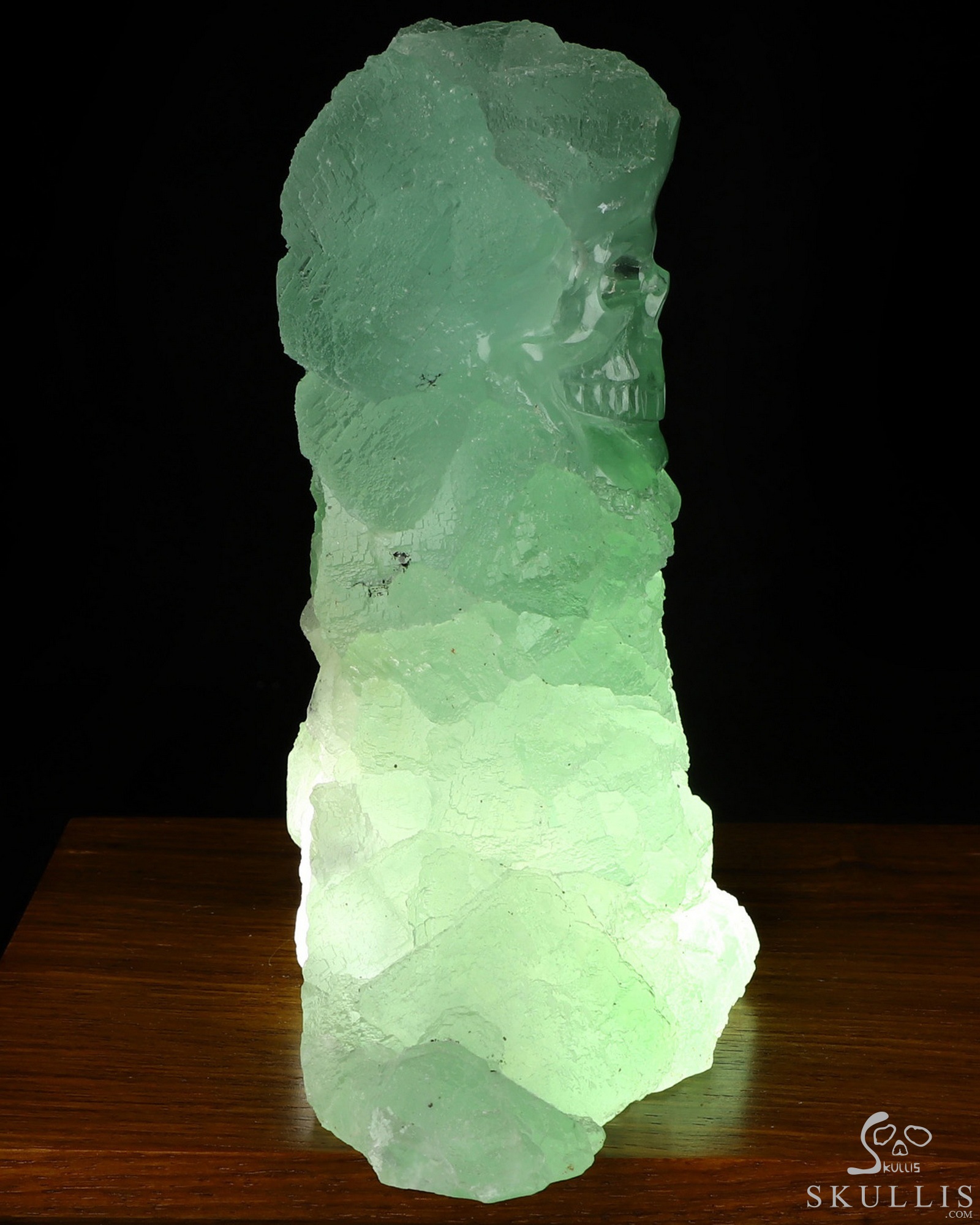 4.9" Fluorite Hand Carved Crystal Skull with Led Stand Fine Art Sculpture, Crystal Healing 4.9" Fluorite Hand Carved Crystal Skull with Led Stand Fine Art Sculpture, Crystal Healing
