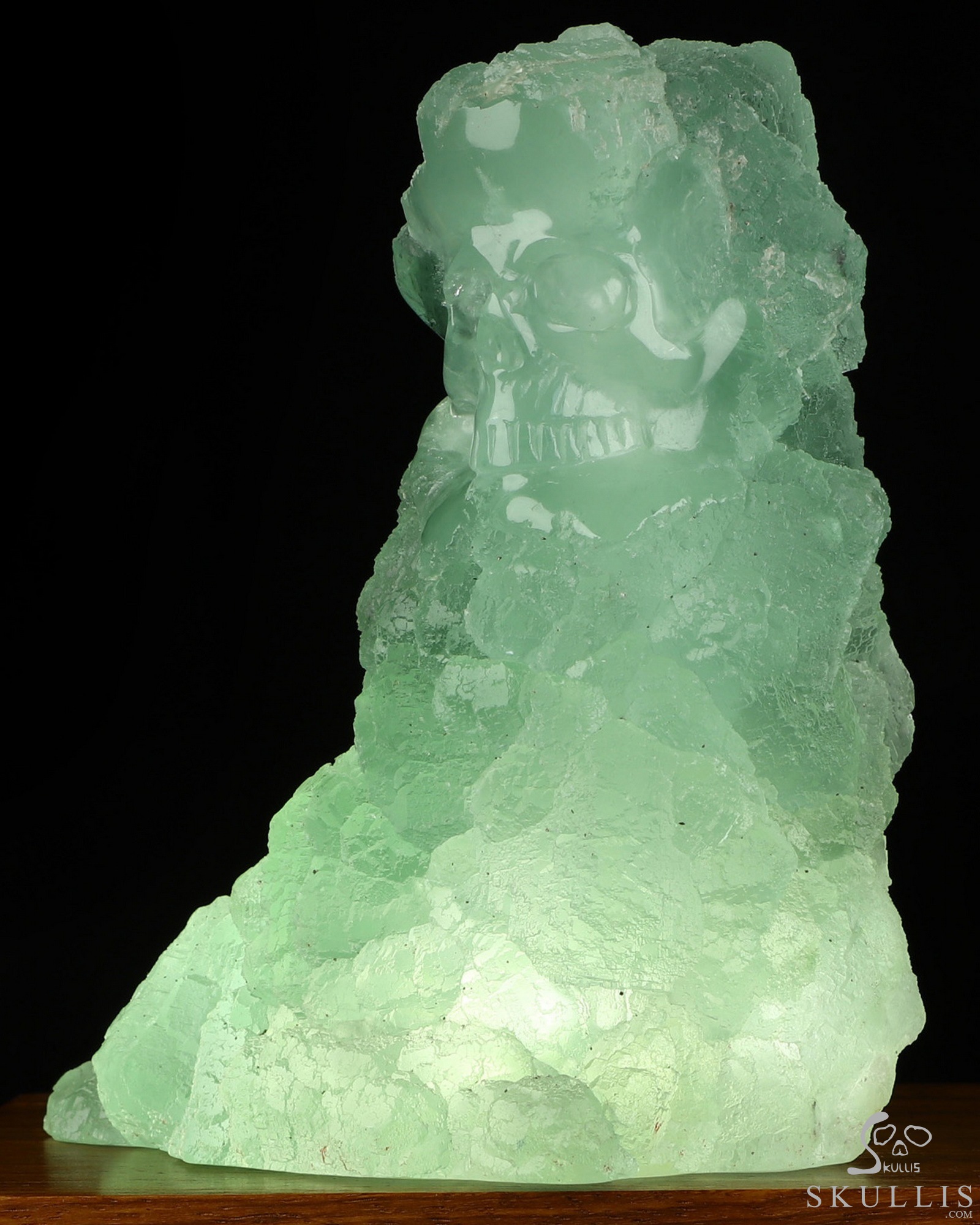 4.9" Fluorite Hand Carved Crystal Skull with Led Stand Fine Art Sculpture, Crystal Healing 4.9" Fluorite Hand Carved Crystal Skull with Led Stand Fine Art Sculpture, Crystal Healing