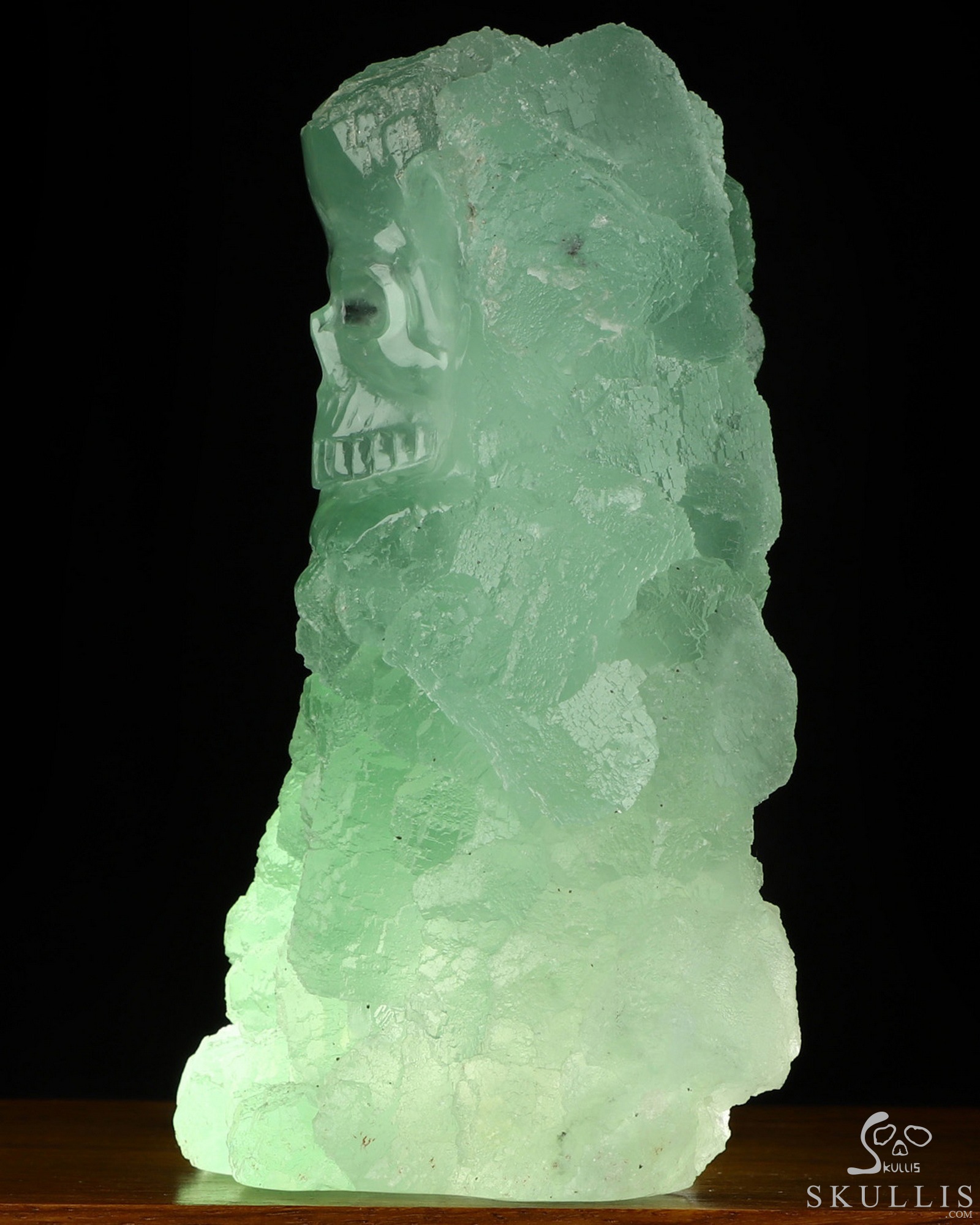 4.9" Fluorite Hand Carved Crystal Skull with Led Stand Fine Art Sculpture, Crystal Healing 4.9" Fluorite Hand Carved Crystal Skull with Led Stand Fine Art Sculpture, Crystal Healing