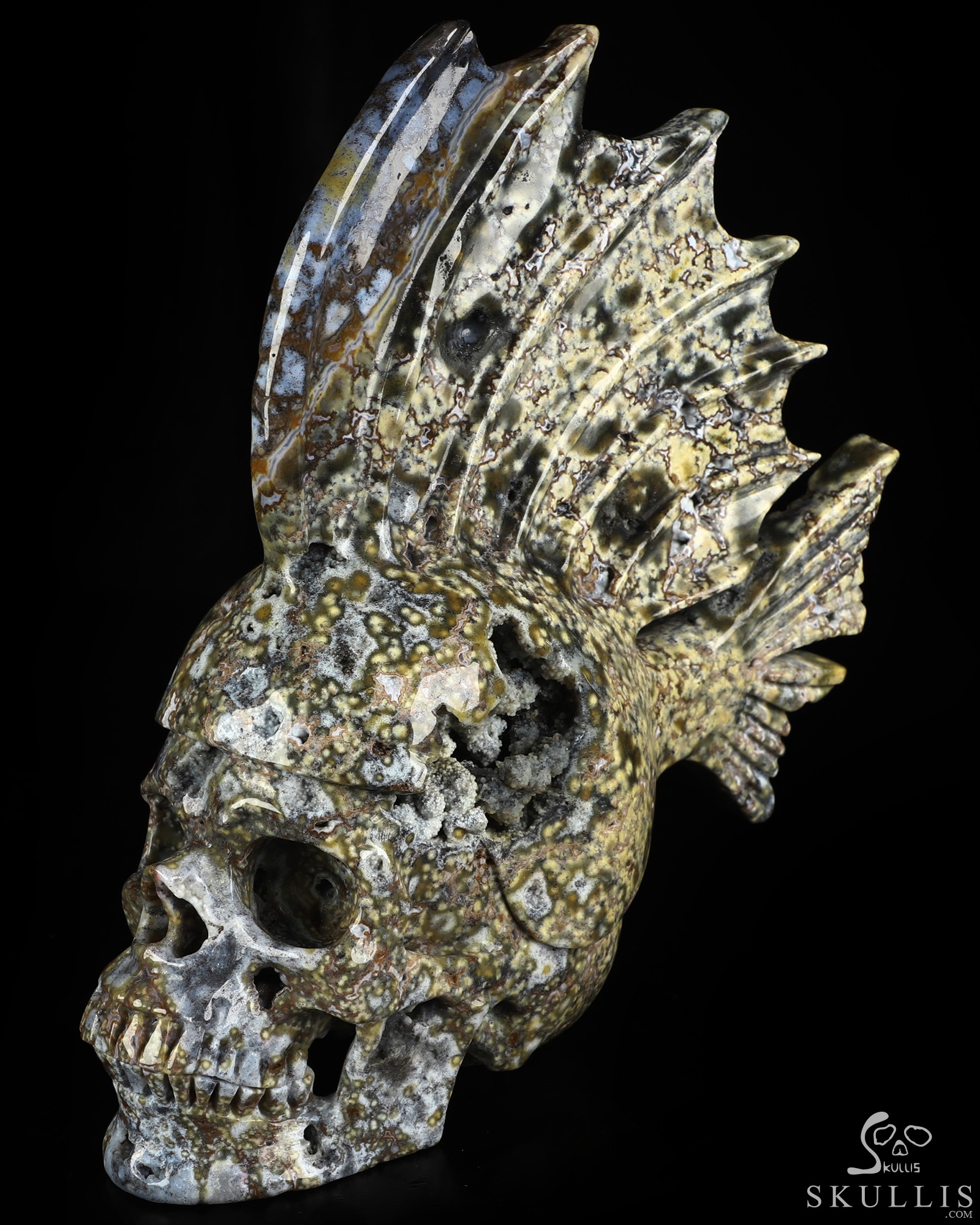 8.7" Blue Ocean AgateHand Carved Fish Crystal Skull Fine Art Sculpture, Crystal Healing 8.7" Blue Ocean AgateHand Carved Fish Crystal Skull Fine Art Sculpture, Crystal Healing