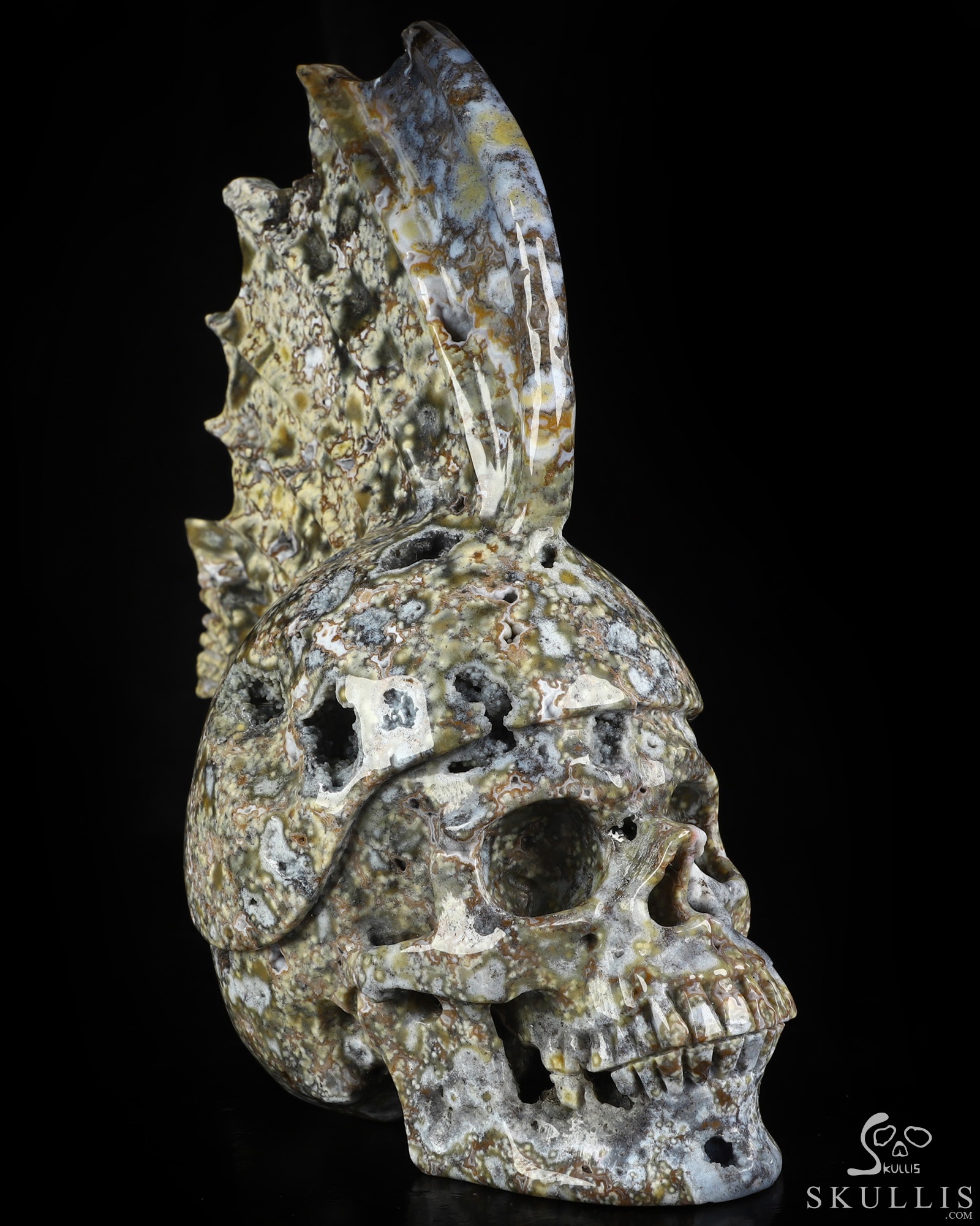 8.7" Blue Ocean AgateHand Carved Fish Crystal Skull Fine Art Sculpture, Crystal Healing 8.7" Blue Ocean AgateHand Carved Fish Crystal Skull Fine Art Sculpture, Crystal Healing