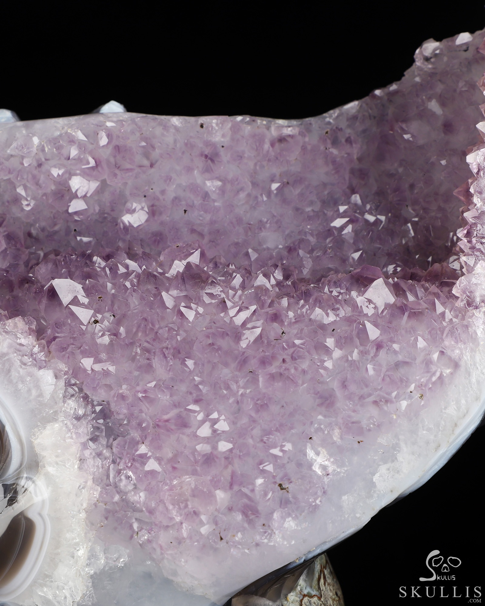9.3" Agate Amethyst Druse Hand Carved Crystal Skull Fine Art Sculpture, Crystal Healing 9.3" Agate Amethyst Druse Hand Carved Crystal Skull Fine Art Sculpture, Crystal Healing