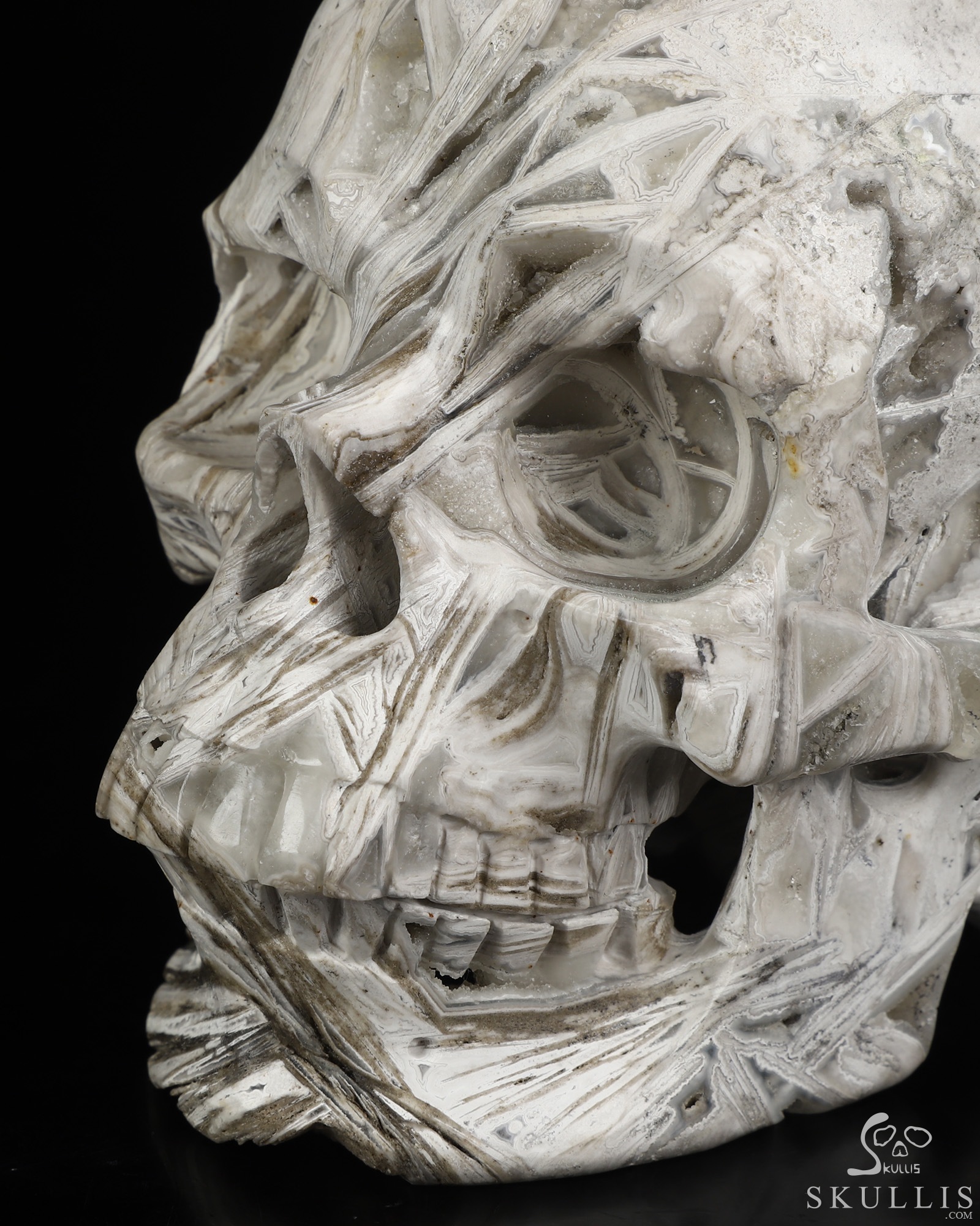 Sept 1, 2026 ACSAD (A Crystal Skull a Day) - Architect of Chaos - 7.4" Lattice Agate Hand Carved Punk Wrench Mohawk Crystal Skull Fine Art Sculpture, Crystal Healing Sept 1, 2026 ACSAD (A Crystal Skull a Day) - Architect of Chaos - 7.4" Lattice Agate Hand Carved Punk Wrench Mohawk Crystal Skull Fine Art Sculpture, Crystal Healing