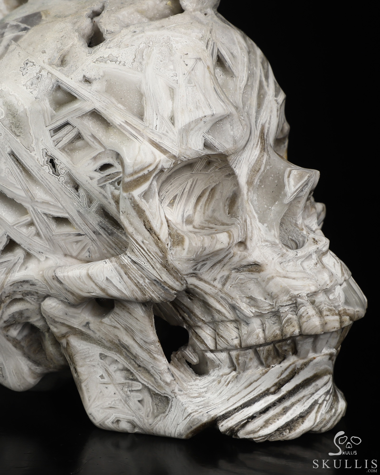 Sept 1, 2026 ACSAD (A Crystal Skull a Day) - Architect of Chaos - 7.4" Lattice Agate Hand Carved Punk Wrench Mohawk Crystal Skull Fine Art Sculpture, Crystal Healing Sept 1, 2026 ACSAD (A Crystal Skull a Day) - Architect of Chaos - 7.4" Lattice Agate Hand Carved Punk Wrench Mohawk Crystal Skull Fine Art Sculpture, Crystal Healing