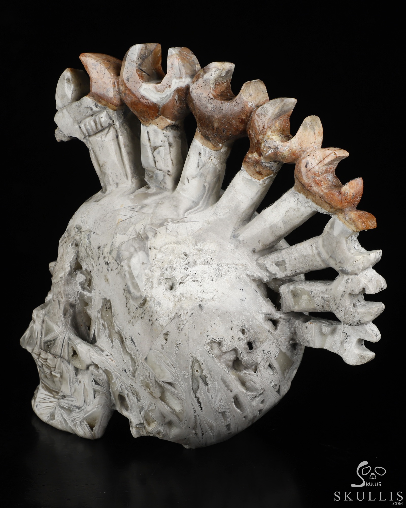Sept 1, 2026 ACSAD (A Crystal Skull a Day) - Architect of Chaos - 7.4" Lattice Agate Hand Carved Punk Wrench Mohawk Crystal Skull Fine Art Sculpture, Crystal Healing Sept 1, 2026 ACSAD (A Crystal Skull a Day) - Architect of Chaos - 7.4" Lattice Agate Hand Carved Punk Wrench Mohawk Crystal Skull Fine Art Sculpture, Crystal Healing