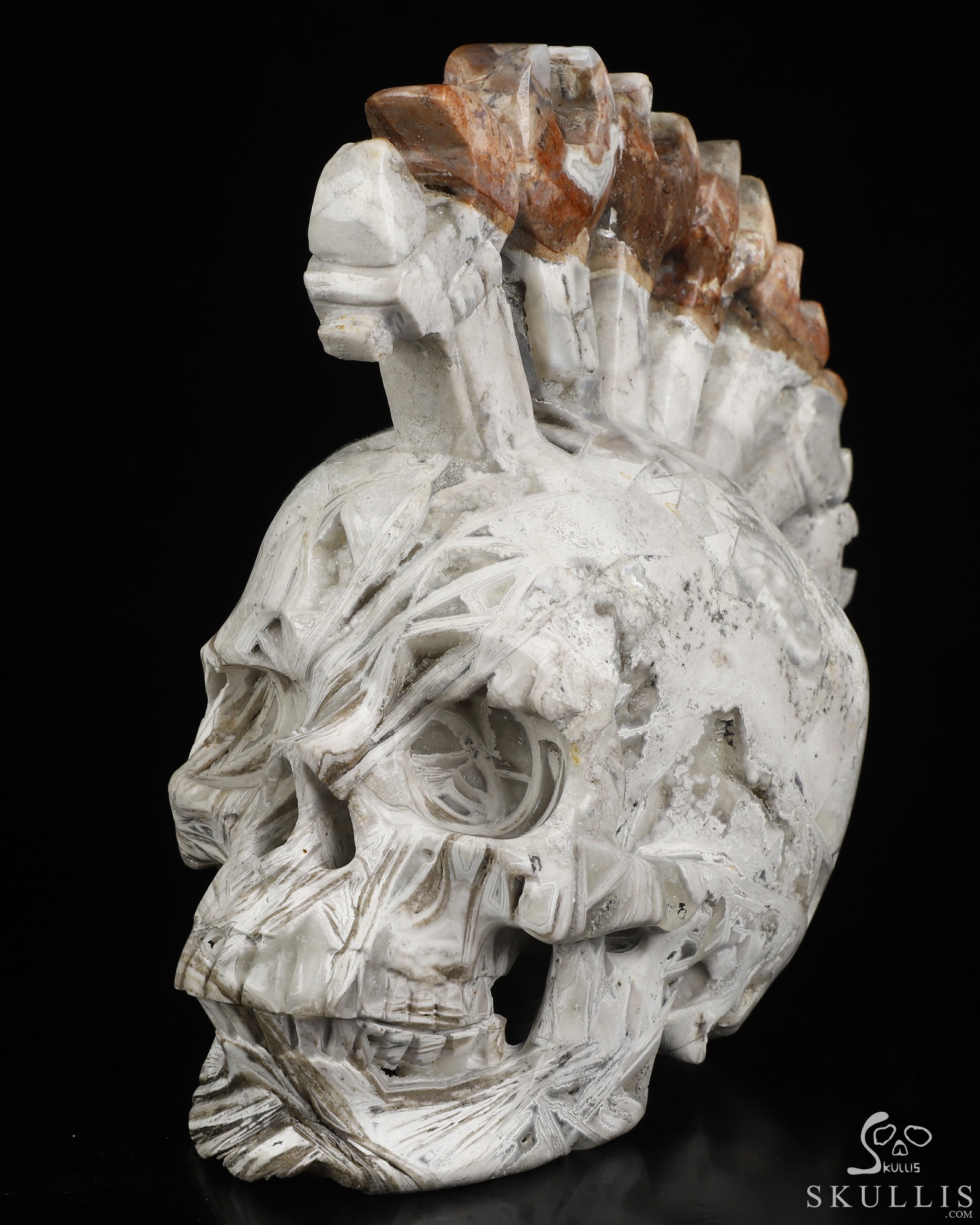 Sept 1, 2026 ACSAD (A Crystal Skull a Day) - Architect of Chaos - 7.4" Lattice Agate Hand Carved Punk Wrench Mohawk Crystal Skull Fine Art Sculpture, Crystal Healing Sept 1, 2026 ACSAD (A Crystal Skull a Day) - Architect of Chaos - 7.4" Lattice Agate Hand Carved Punk Wrench Mohawk Crystal Skull Fine Art Sculpture, Crystal Healing