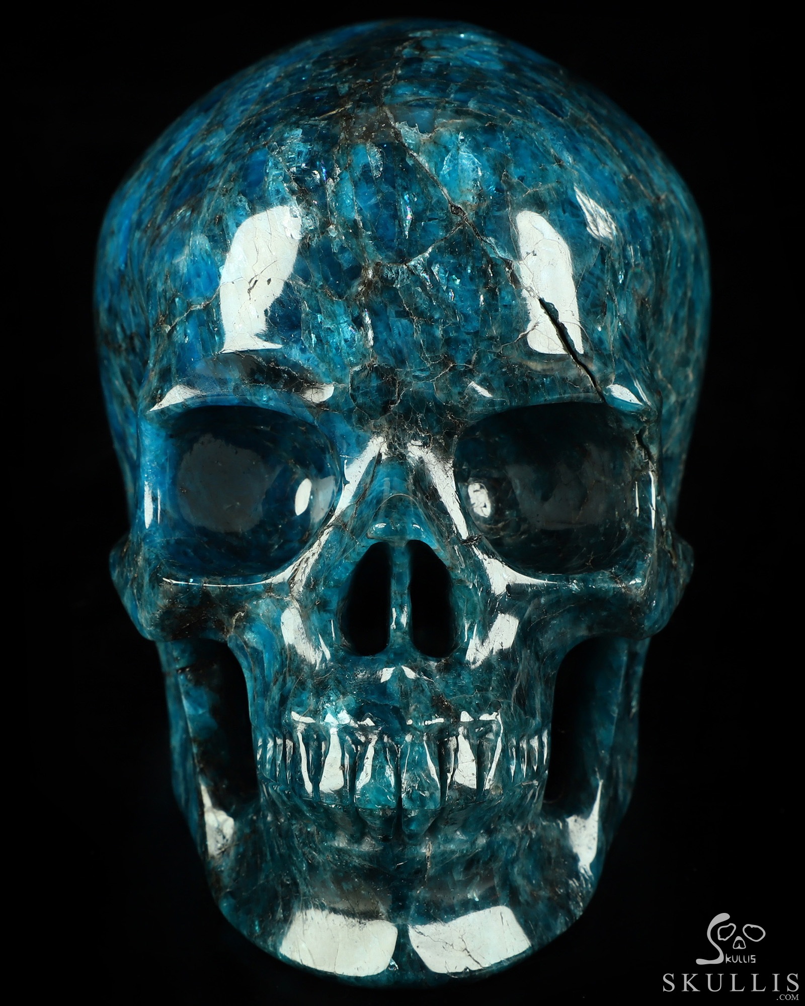 5.0" Blue Apatite Hand Carved Crystal Skull, Super Realistic, Crystal Healing 5.0" Blue Apatite Hand Carved Crystal Skull, Super Realistic, Crystal Healing