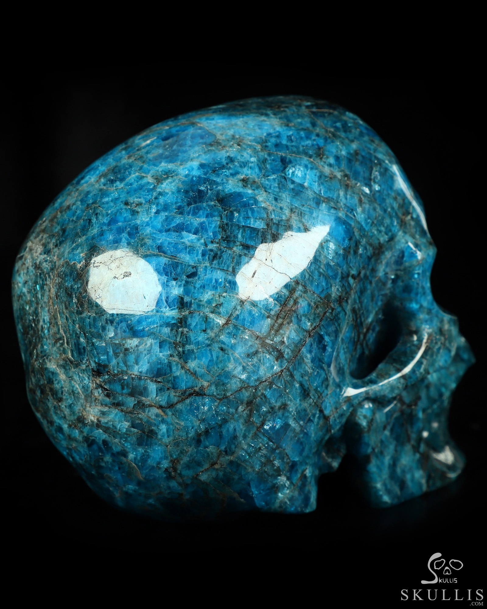 5.0" Blue Apatite Hand Carved Crystal Skull, Super Realistic, Crystal Healing 5.0" Blue Apatite Hand Carved Crystal Skull, Super Realistic, Crystal Healing