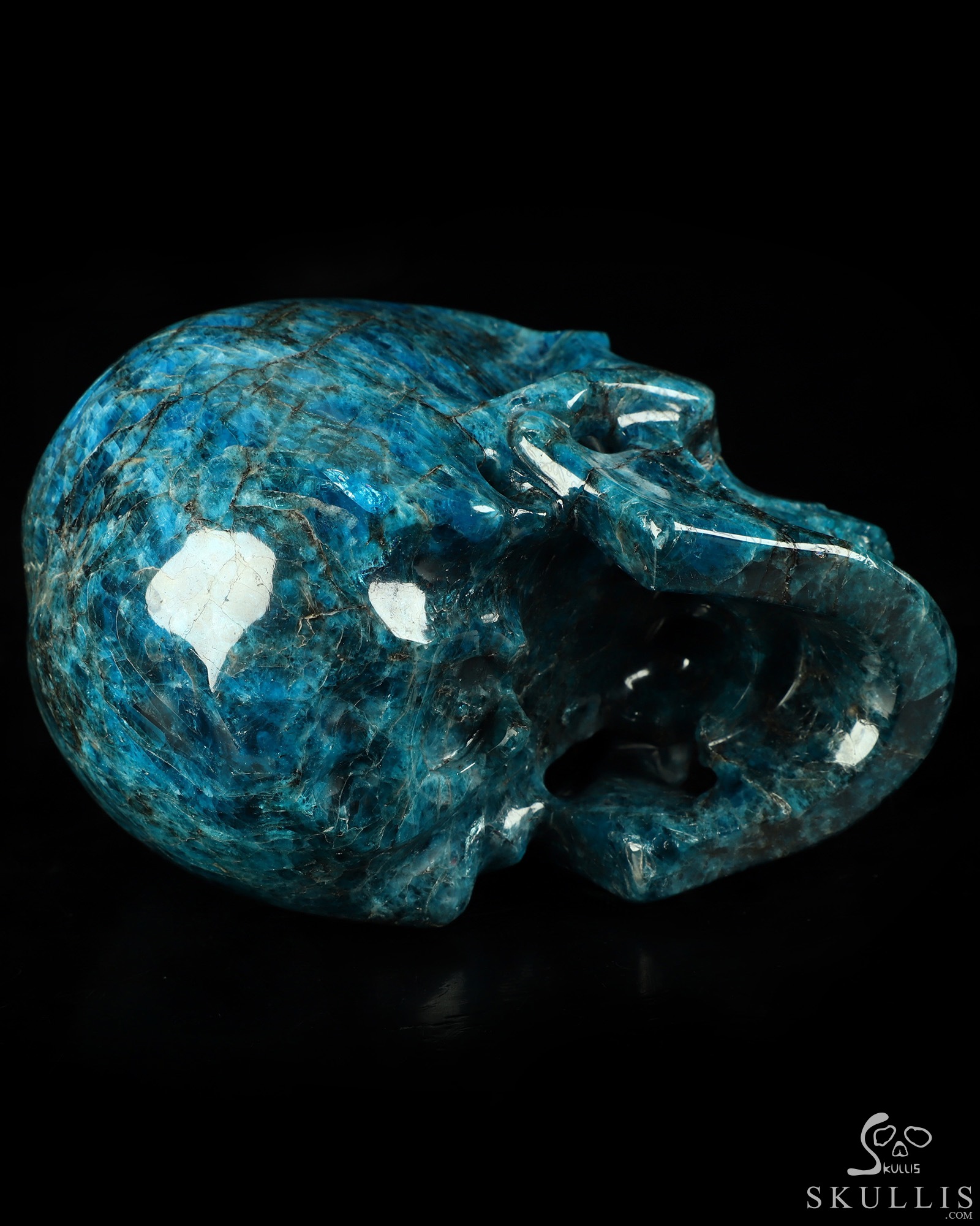 5.0" Blue Apatite Hand Carved Crystal Skull, Super Realistic, Crystal Healing 5.0" Blue Apatite Hand Carved Crystal Skull, Super Realistic, Crystal Healing