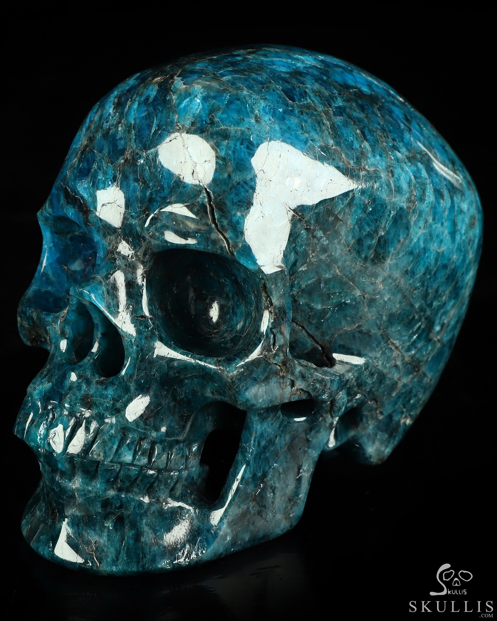 5.0" Blue Apatite Hand Carved Crystal Skull, Super Realistic, Crystal Healing 5.0" Blue Apatite Hand Carved Crystal Skull, Super Realistic, Crystal Healing