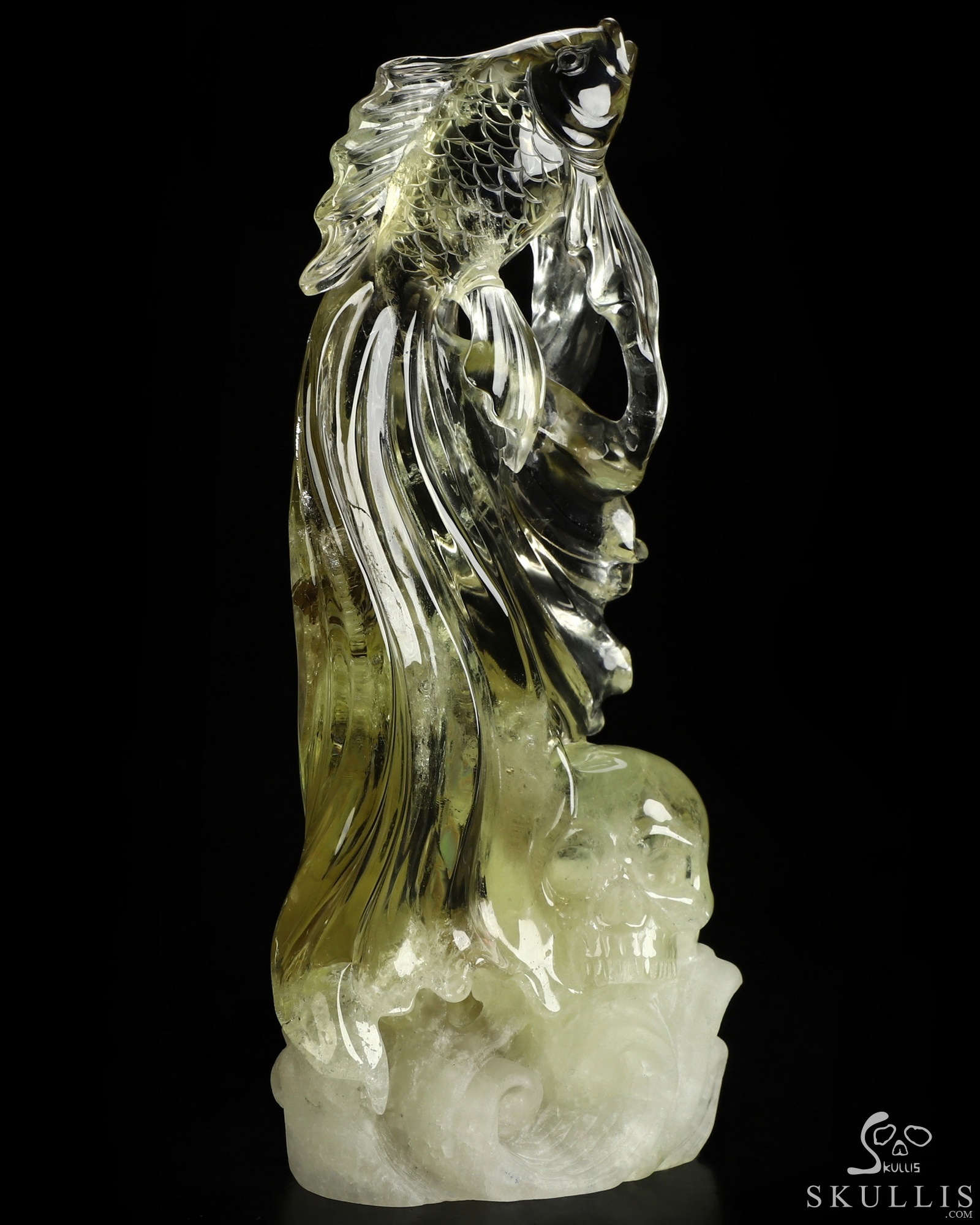 Aug 31, 2026 ACSAD (A Crystal Skull a Day) - Nothing Truly Sinks - Gemstone 7.0" Citrine Hand Carved Fish & Crystal Skull Fine Art Sculpture, Crystal Healing Aug 31, 2026 ACSAD (A Crystal Skull a Day) - Nothing Truly Sinks - Gemstone 7.0" Citrine Hand Carved Fish & Crystal Skull Fine Art Sculpture, Crystal Healing