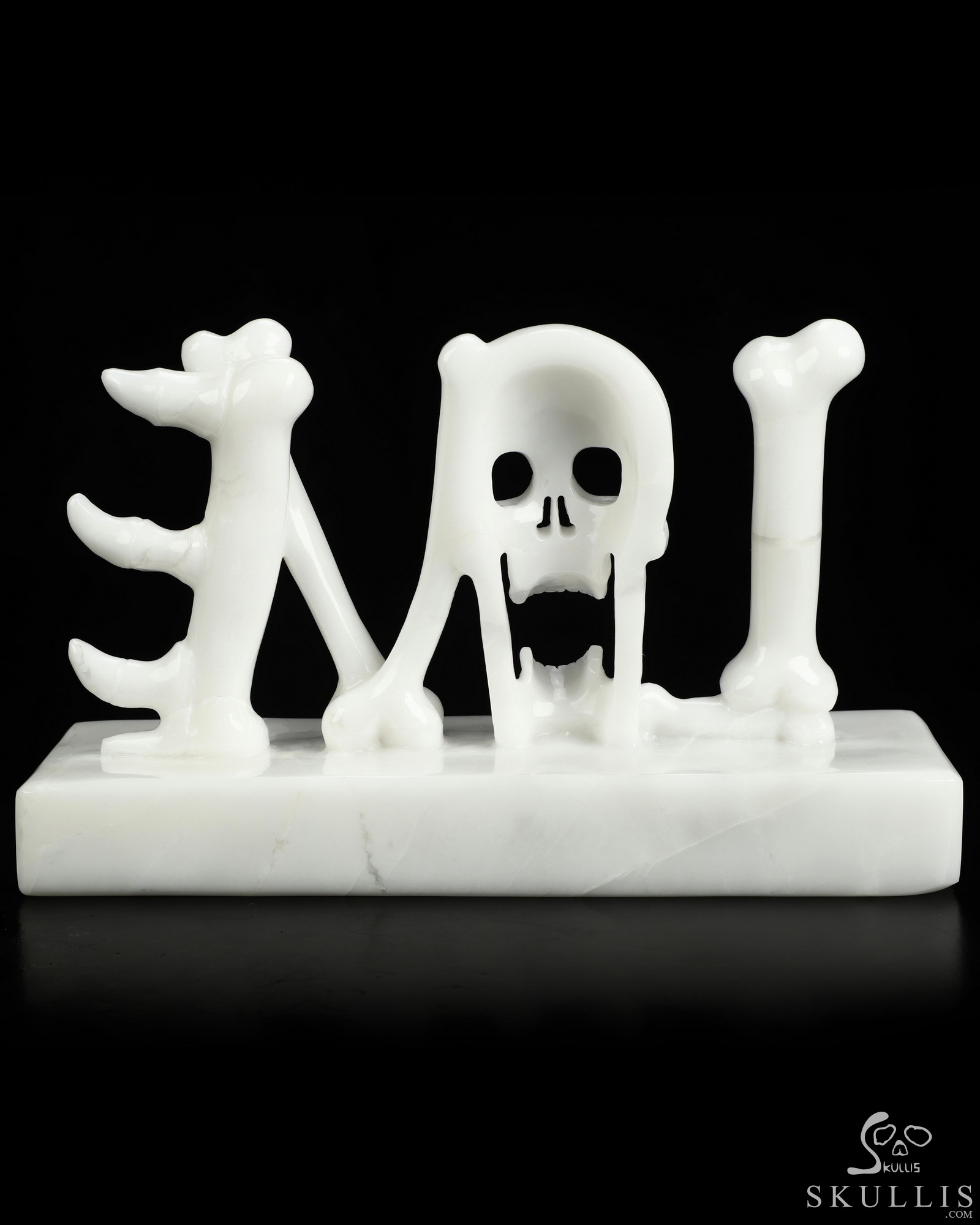 Sept 4, 2026 ACSAD (A Crystal Skull a Day) - To the Very Bone - 7.2" White Jade Hand Carved Crystal Skull Fine Art Sculpture depicting "LOVE" formed by human anatomical bones and a skull, Crystal Healing Sept 4, 2026 ACSAD (A Crystal Skull a Day) - To the Very Bone - 7.2" White Jade Hand Carved Crystal Skull Fine Art Sculpture depicting "LOVE" formed by human anatomical bones and a skull, Crystal Healing