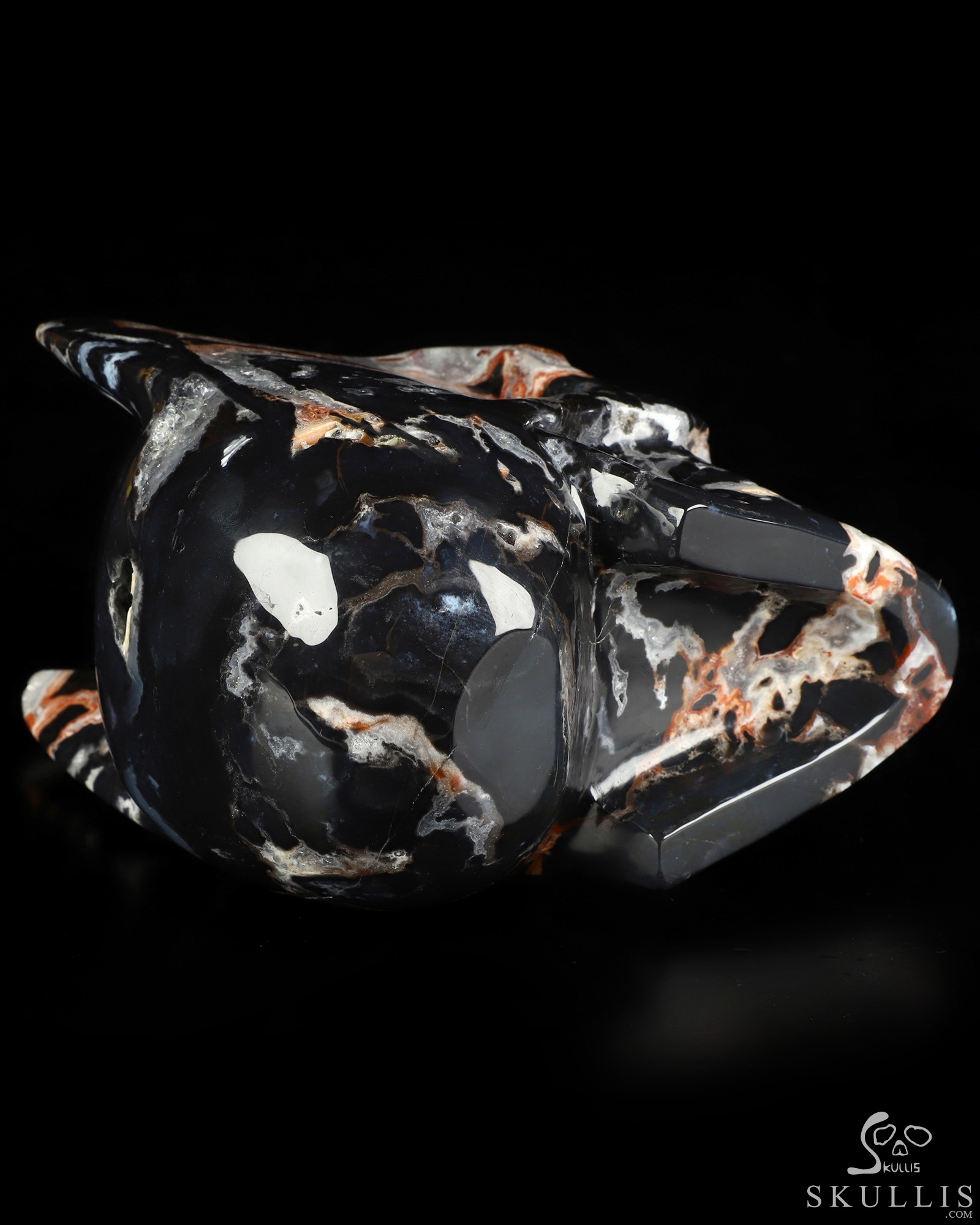 5.0" Black Zebra Agate Hand Carved Batman Crystal Skull Fine Art Sculpture, Crystal Healing 5.0" Black Zebra Agate Hand Carved Batman Crystal Skull Fine Art Sculpture, Crystal Healing