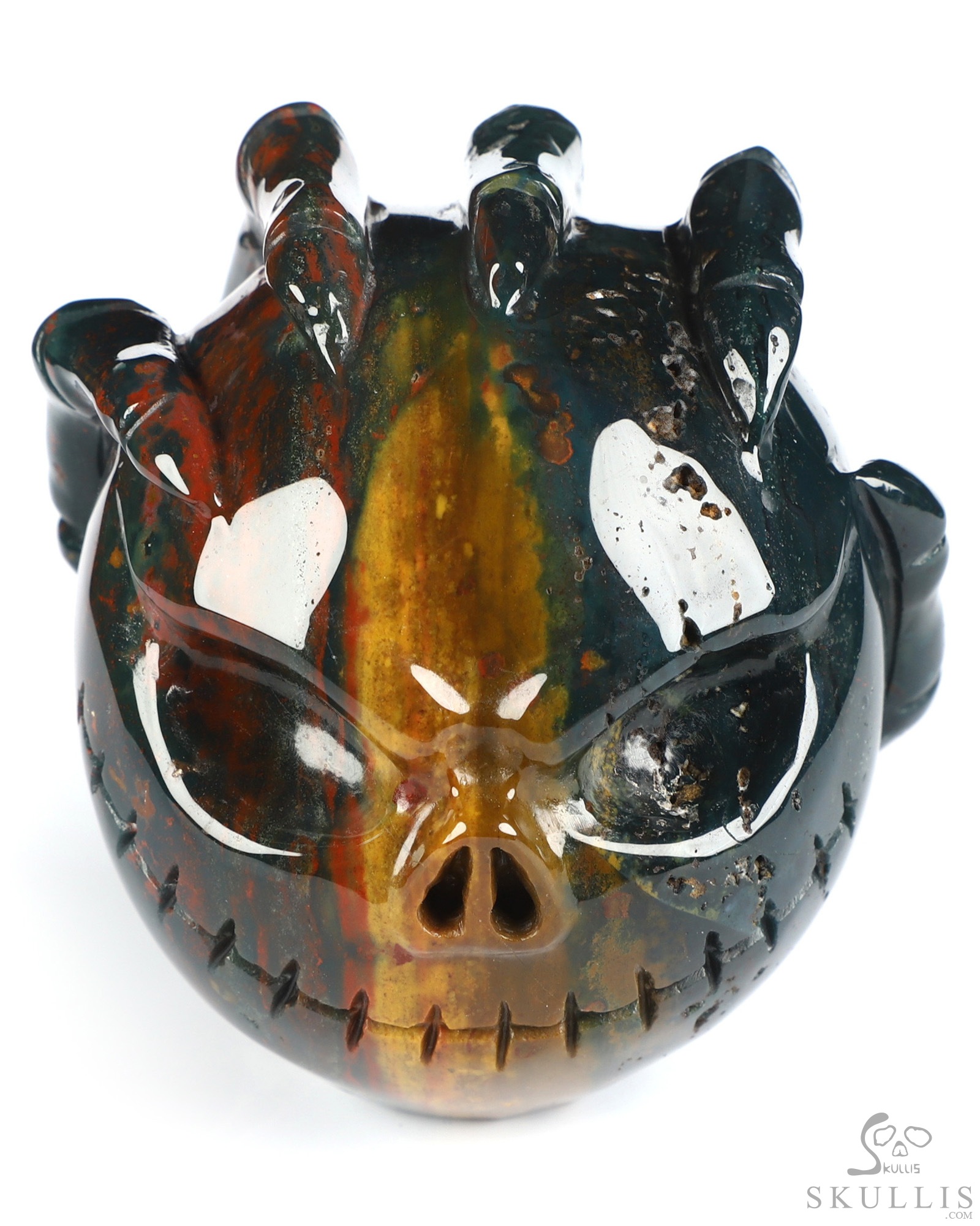 3.1" Bloodstone Hand Carved Jack Crystal Skull Sculpture, Crystal Healing 3.1" Bloodstone Hand Carved Jack Crystal Skull Sculpture, Crystal Healing