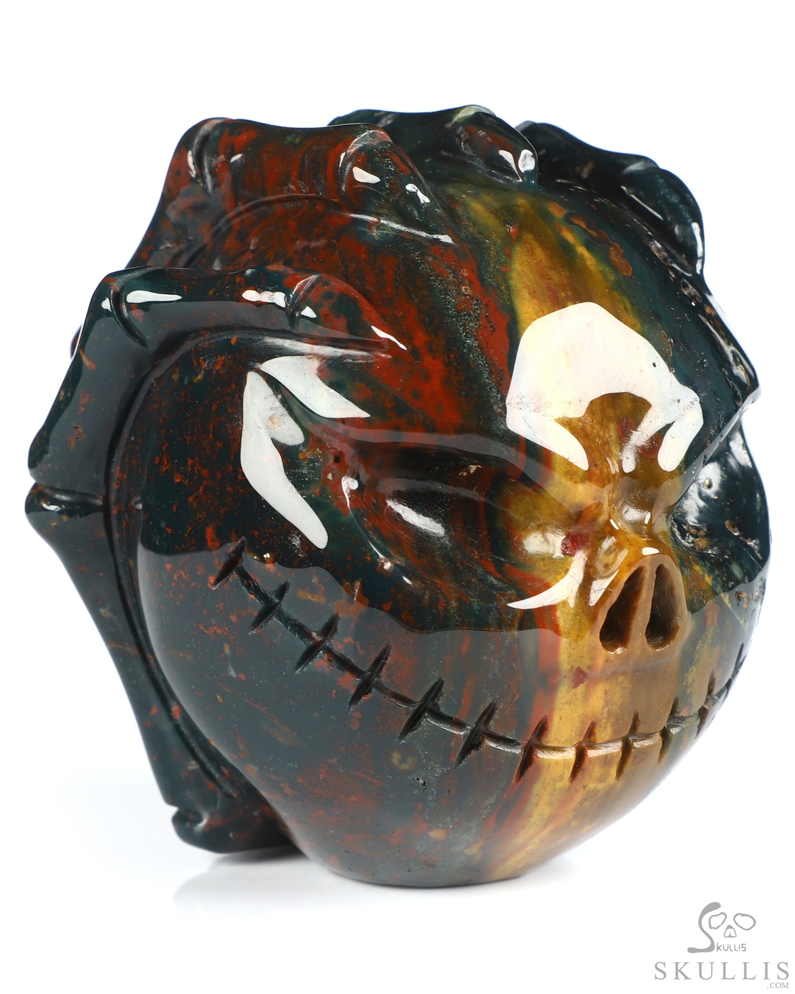 3.1" Bloodstone Hand Carved Jack Crystal Skull Sculpture, Crystal Healing 3.1" Bloodstone Hand Carved Jack Crystal Skull Sculpture, Crystal Healing