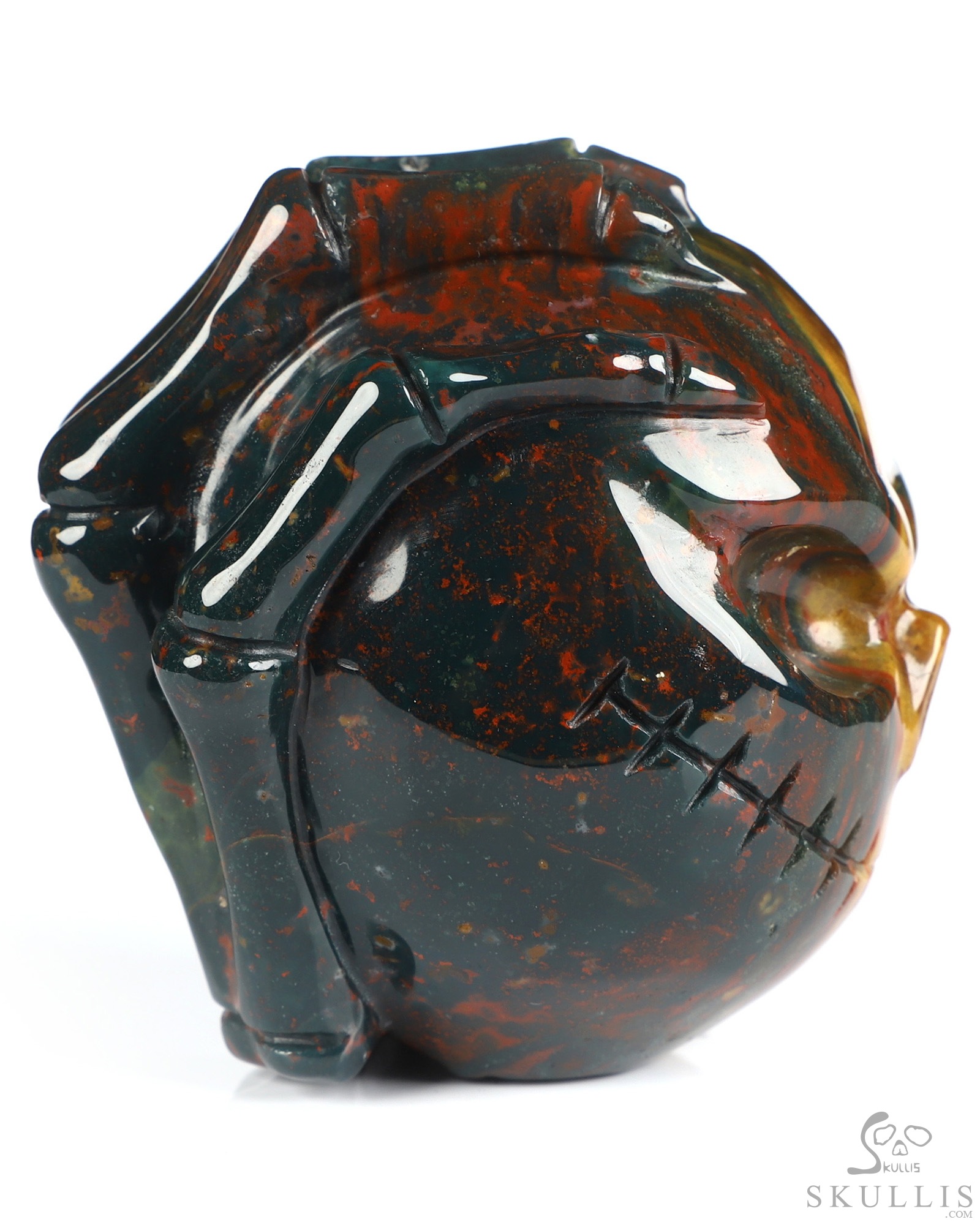 3.1" Bloodstone Hand Carved Jack Crystal Skull Sculpture, Crystal Healing 3.1" Bloodstone Hand Carved Jack Crystal Skull Sculpture, Crystal Healing