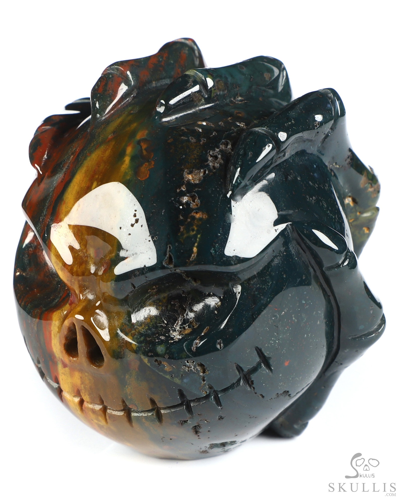 3.1" Bloodstone Hand Carved Jack Crystal Skull Sculpture, Crystal Healing 3.1" Bloodstone Hand Carved Jack Crystal Skull Sculpture, Crystal Healing