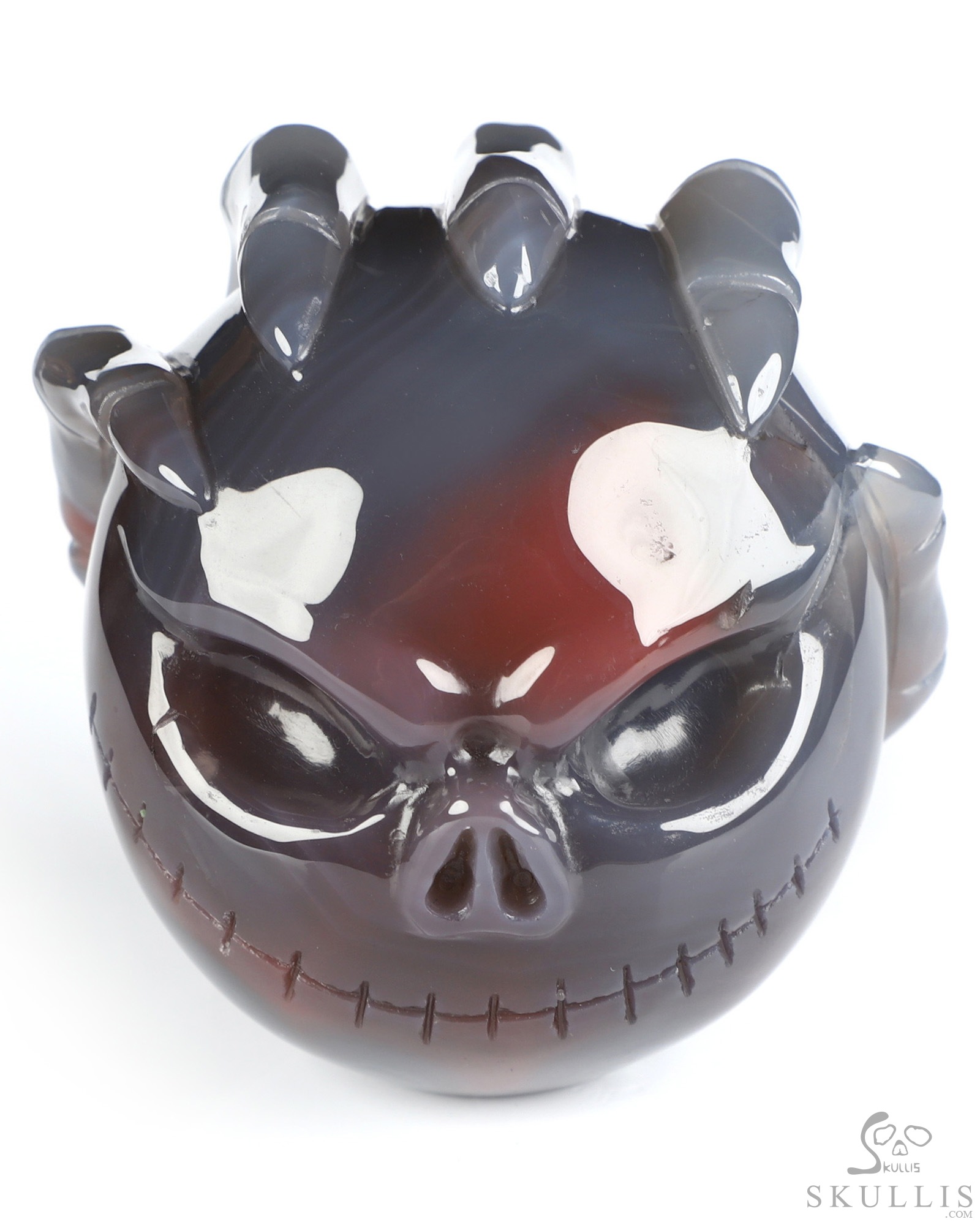 Gemstone 3.1" Mozambique Agate Hand Carved Jack Crystal Skull Sculpture, Crystal Healing Gemstone 3.1" Mozambique Agate Hand Carved Jack Crystal Skull Sculpture, Crystal Healing