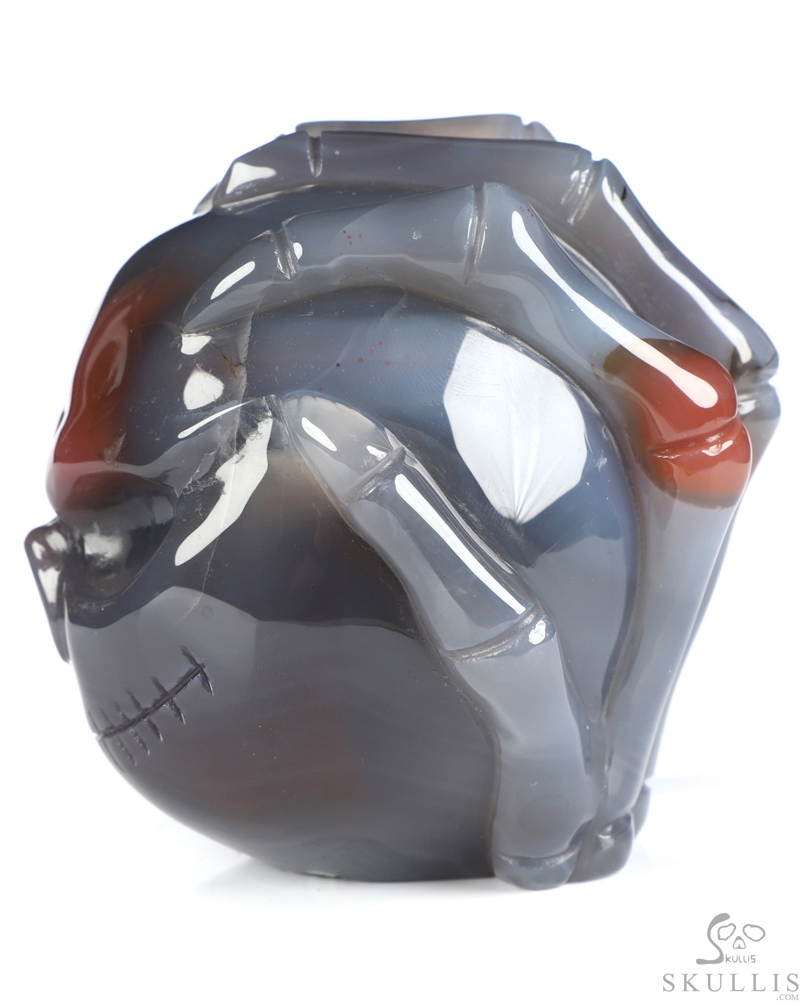 Gemstone 3.1" Mozambique Agate Hand Carved Jack Crystal Skull Sculpture, Crystal Healing Gemstone 3.1" Mozambique Agate Hand Carved Jack Crystal Skull Sculpture, Crystal Healing