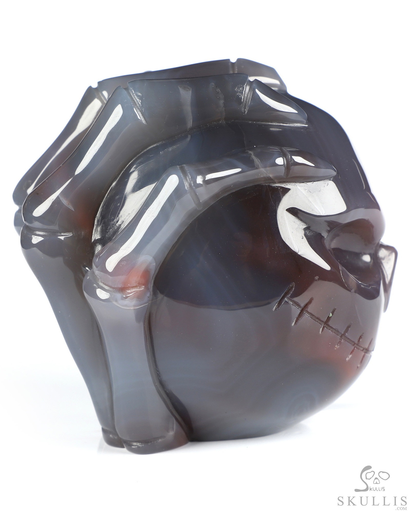 Gemstone 3.1" Mozambique Agate Hand Carved Jack Crystal Skull Sculpture, Crystal Healing Gemstone 3.1" Mozambique Agate Hand Carved Jack Crystal Skull Sculpture, Crystal Healing