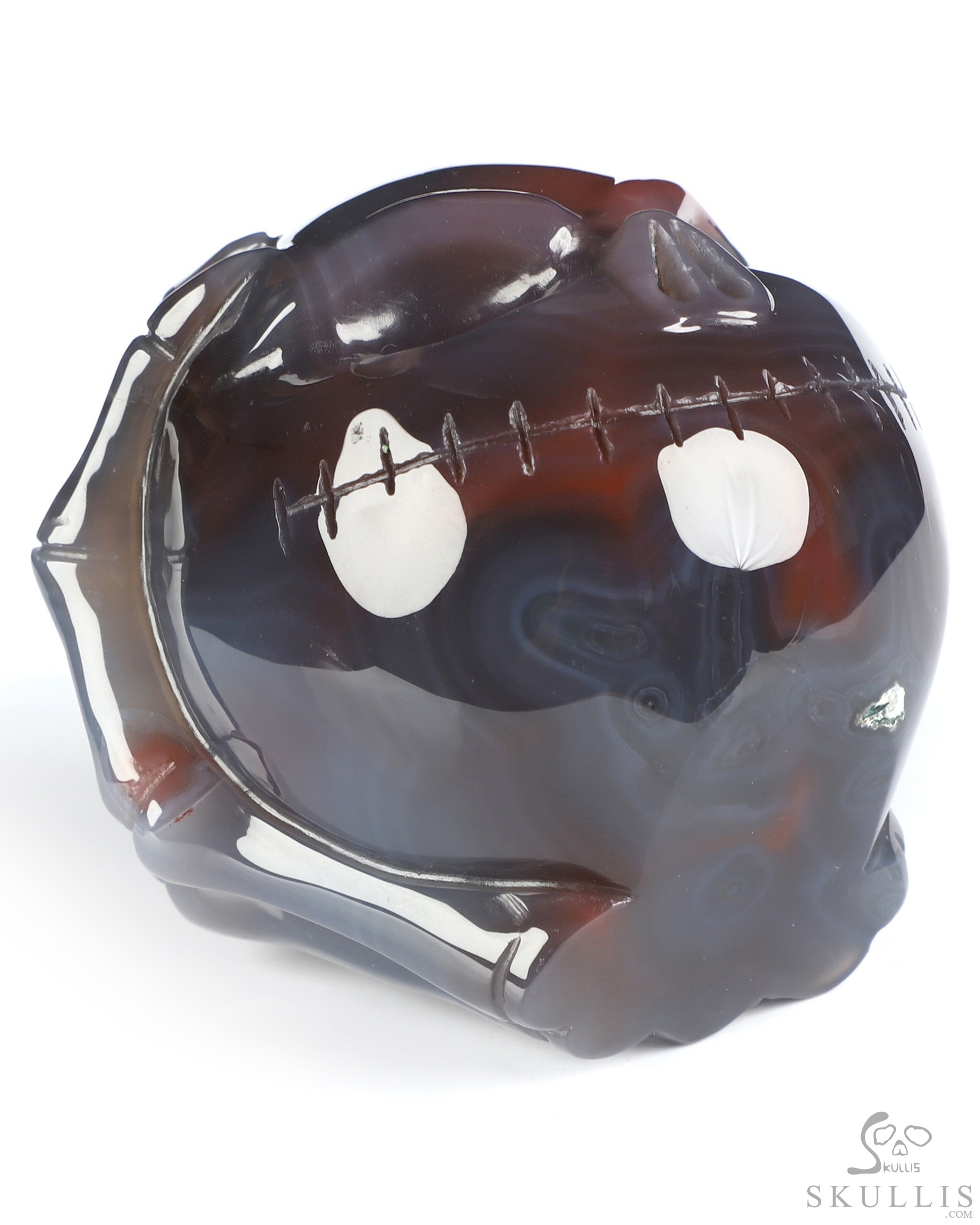 Gemstone 3.1" Mozambique Agate Hand Carved Jack Crystal Skull Sculpture, Crystal Healing Gemstone 3.1" Mozambique Agate Hand Carved Jack Crystal Skull Sculpture, Crystal Healing