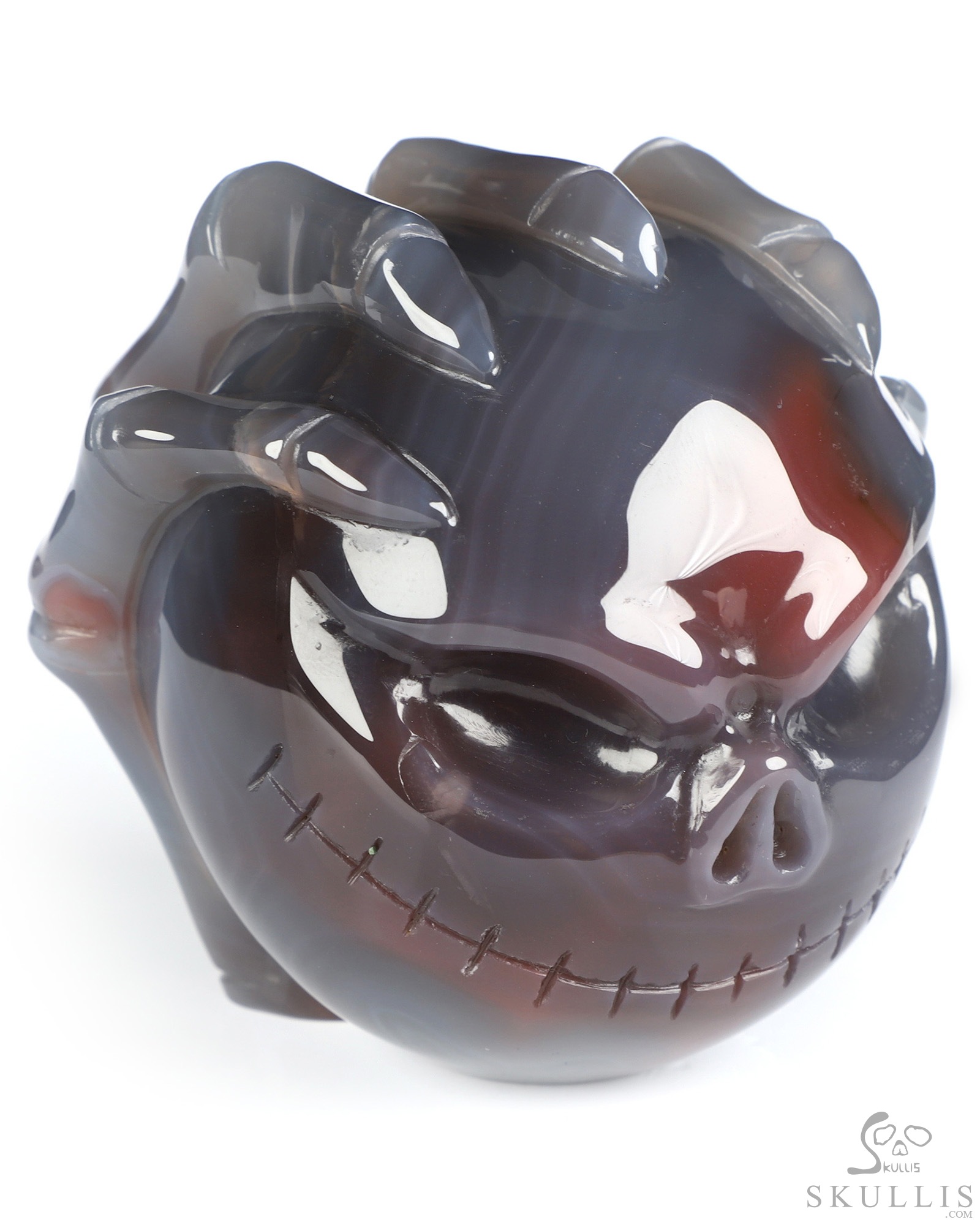 Gemstone 3.1" Mozambique Agate Hand Carved Jack Crystal Skull Sculpture, Crystal Healing Gemstone 3.1" Mozambique Agate Hand Carved Jack Crystal Skull Sculpture, Crystal Healing