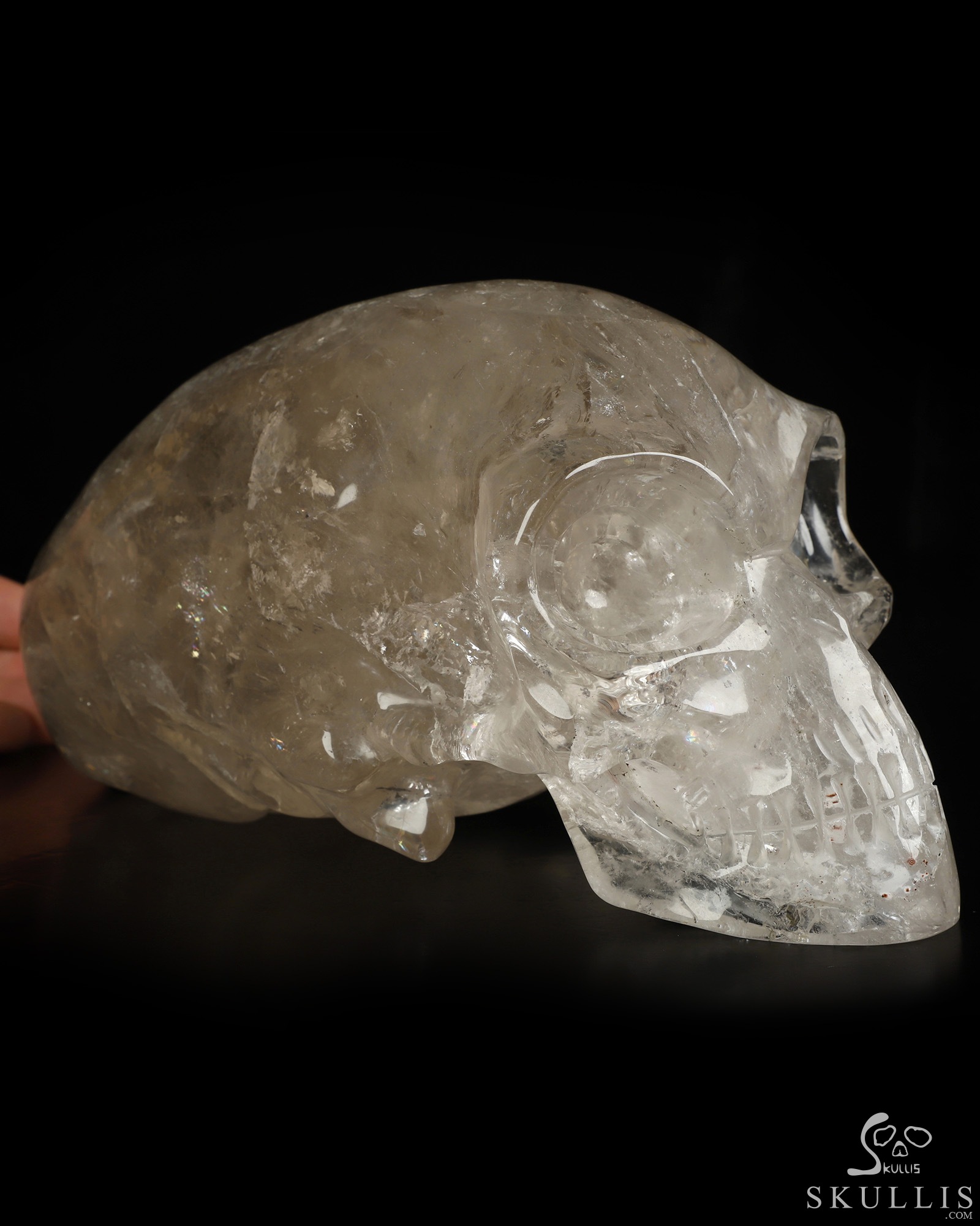8.9" Smoky Quartz Rock Crystal Hand Carved Crystal Elongated Mayan Alien Skull Sculpture, Crystal Healing 8.9" Smoky Quartz Rock Crystal Hand Carved Crystal Elongated Mayan Alien Skull Sculpture, Crystal Healing