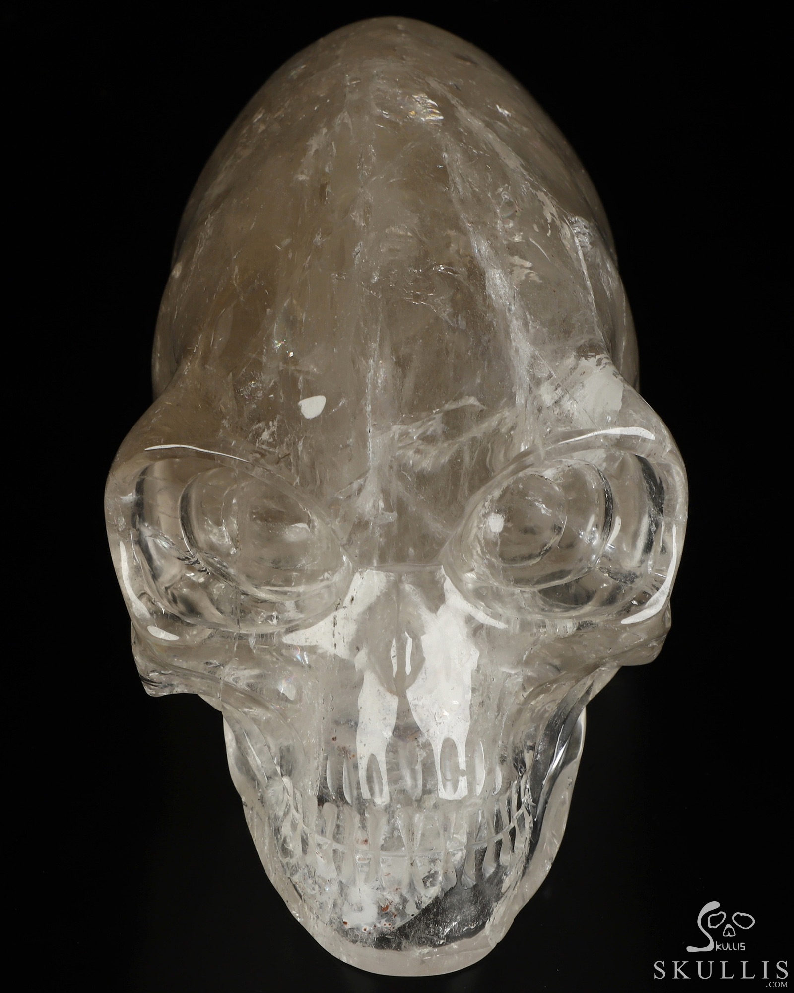 8.9" Smoky Quartz Rock Crystal Hand Carved Crystal Elongated Mayan Alien Skull Sculpture, Crystal Healing 8.9" Smoky Quartz Rock Crystal Hand Carved Crystal Elongated Mayan Alien Skull Sculpture, Crystal Healing