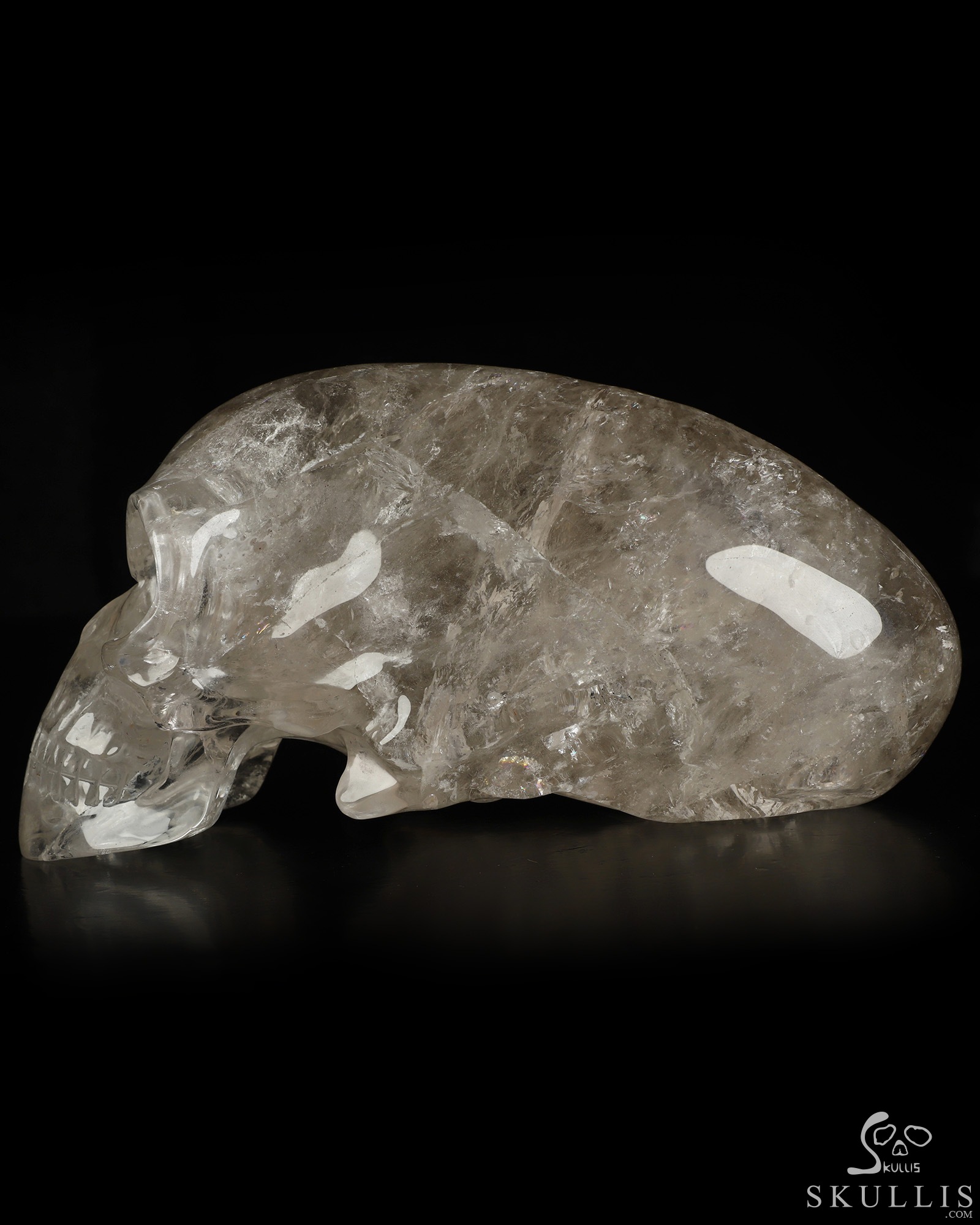 8.9" Smoky Quartz Rock Crystal Hand Carved Crystal Elongated Mayan Alien Skull Sculpture, Crystal Healing 8.9" Smoky Quartz Rock Crystal Hand Carved Crystal Elongated Mayan Alien Skull Sculpture, Crystal Healing