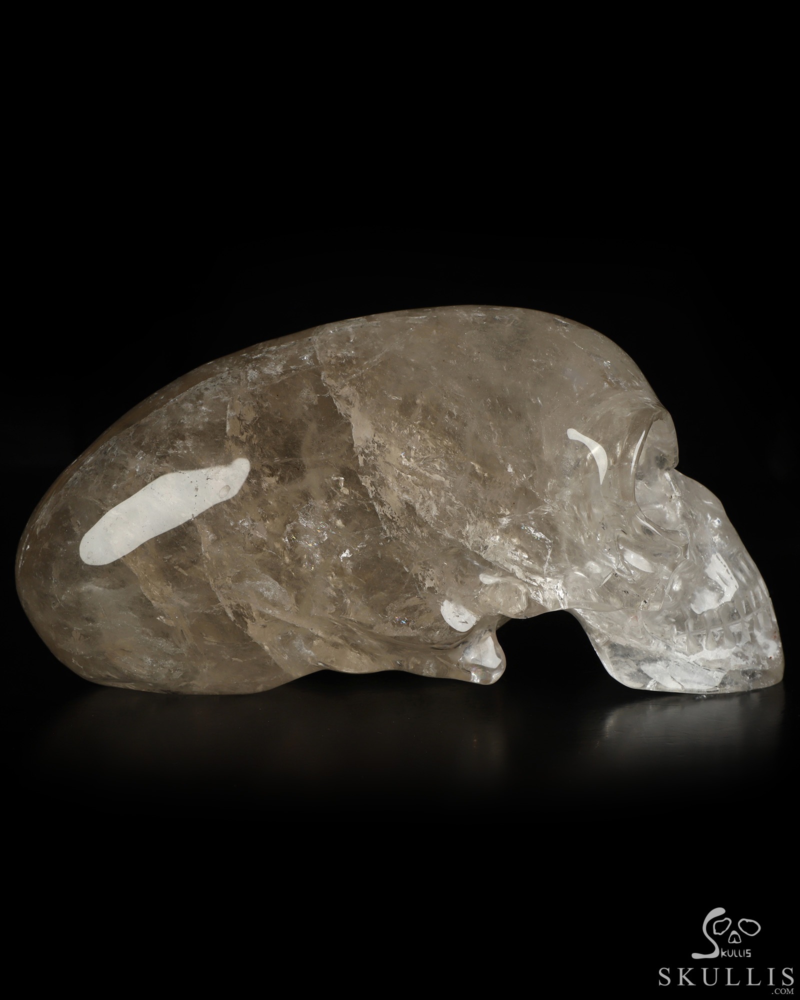 8.9" Smoky Quartz Rock Crystal Hand Carved Crystal Elongated Mayan Alien Skull Sculpture, Crystal Healing 8.9" Smoky Quartz Rock Crystal Hand Carved Crystal Elongated Mayan Alien Skull Sculpture, Crystal Healing