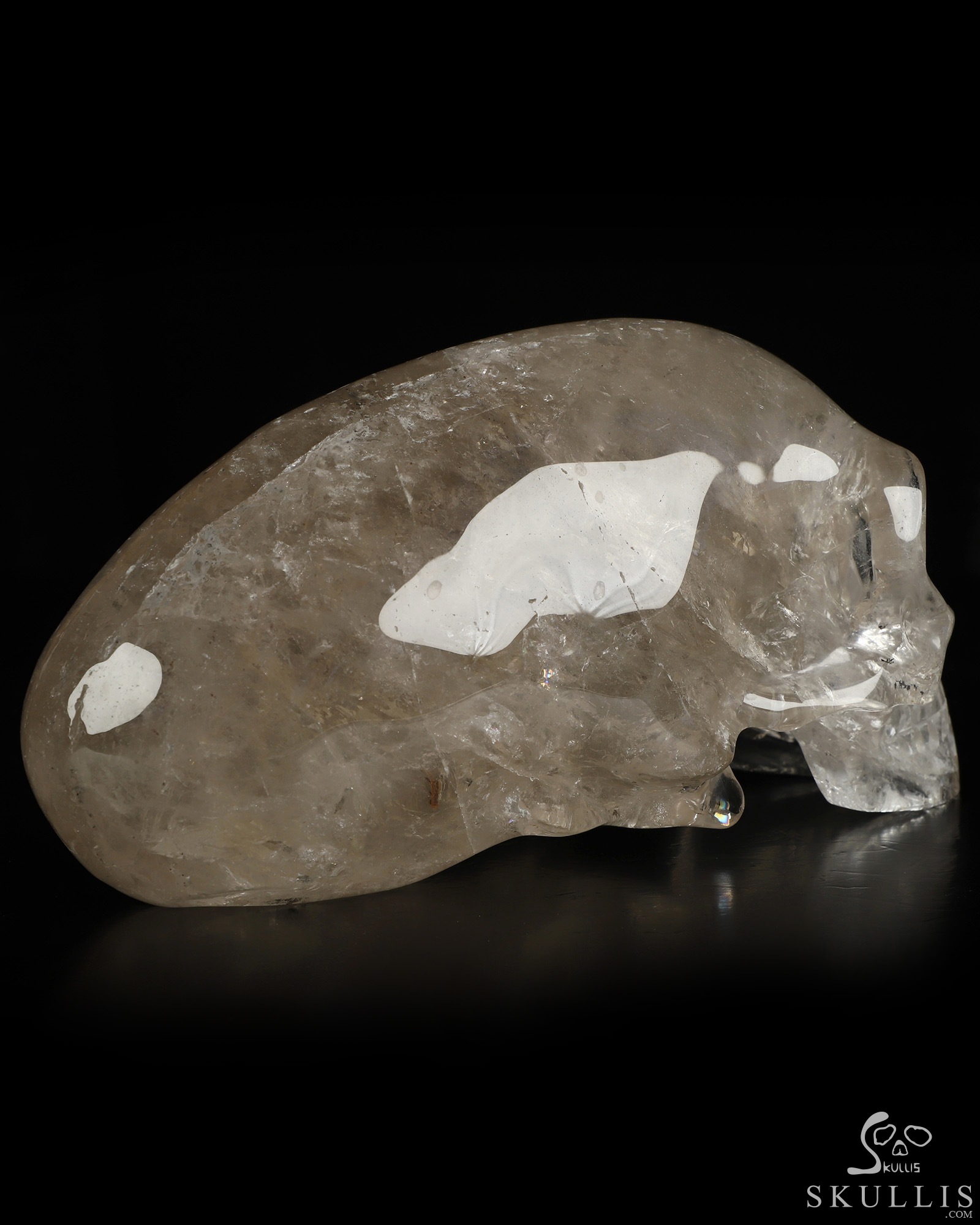 8.9" Smoky Quartz Rock Crystal Hand Carved Crystal Elongated Mayan Alien Skull Sculpture, Crystal Healing 8.9" Smoky Quartz Rock Crystal Hand Carved Crystal Elongated Mayan Alien Skull Sculpture, Crystal Healing