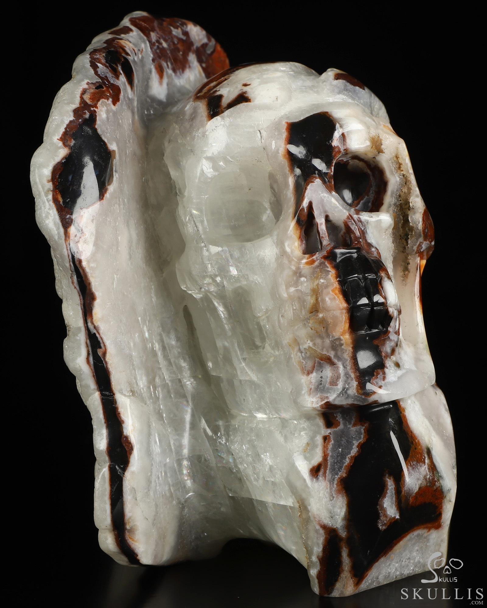 7.5" Black Zebra Agate Hand Carved Crystal Skull Fine Art Sculpture, Crystal Healing 7.5" Black Zebra Agate Hand Carved Crystal Skull Fine Art Sculpture, Crystal Healing
