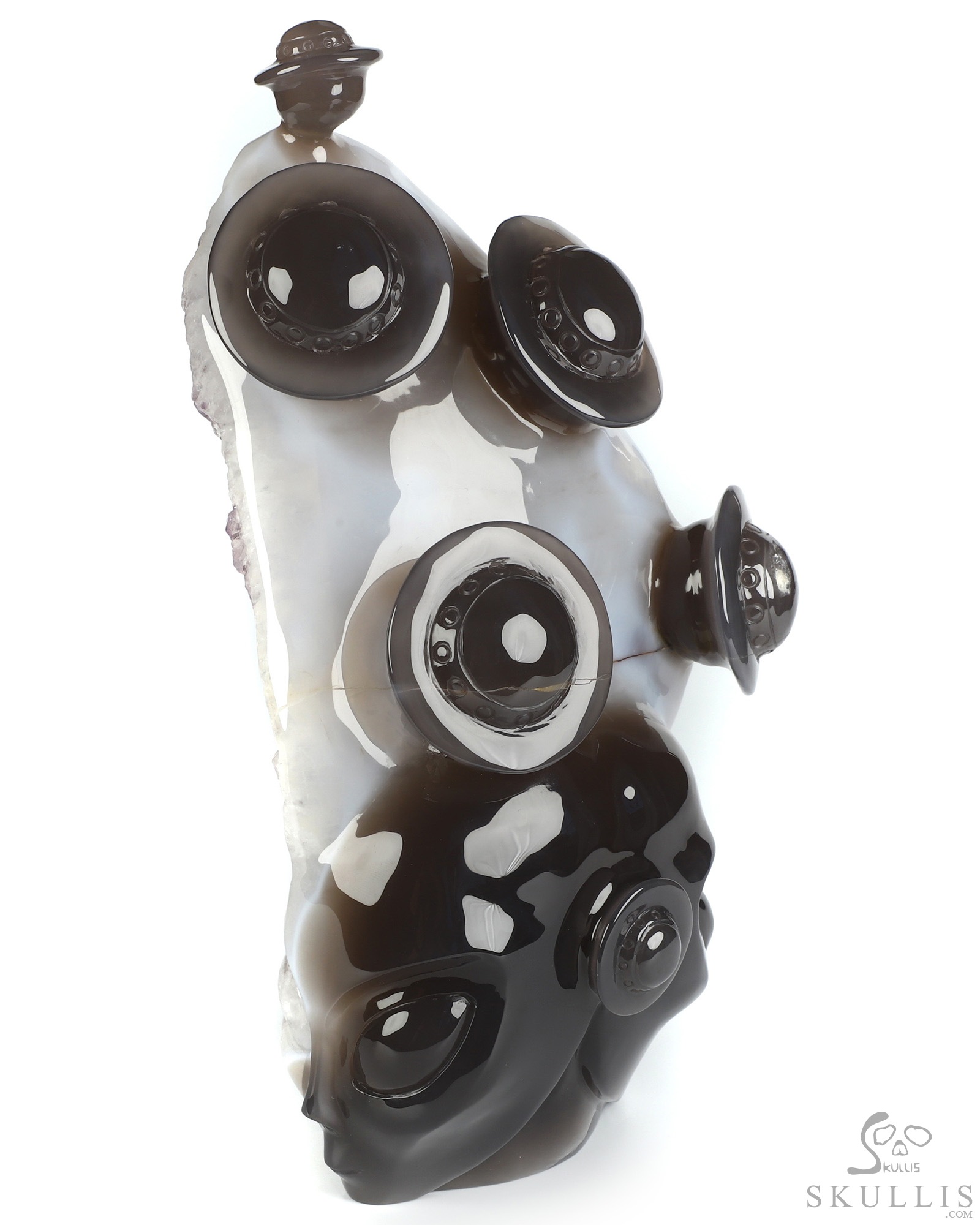 10.0" Agate Amethyst Druse Hand Carved Crystal Alien Fine Art Sculpture, Crystal Healing 10.0" Agate Amethyst Druse Hand Carved Crystal Alien Fine Art Sculpture, Crystal Healing