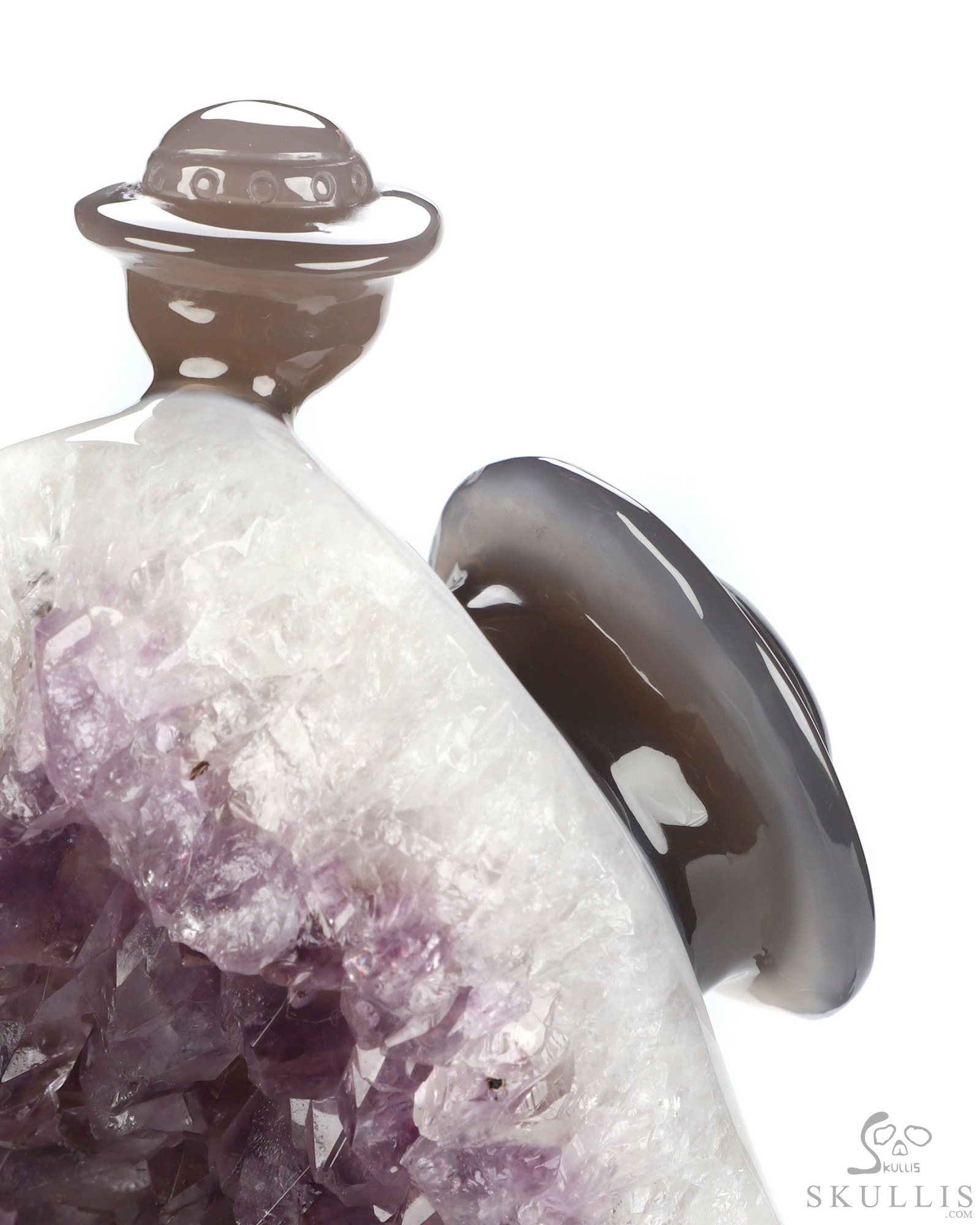 10.0" Agate Amethyst Druse Hand Carved Crystal Alien Fine Art Sculpture, Crystal Healing 10.0" Agate Amethyst Druse Hand Carved Crystal Alien Fine Art Sculpture, Crystal Healing