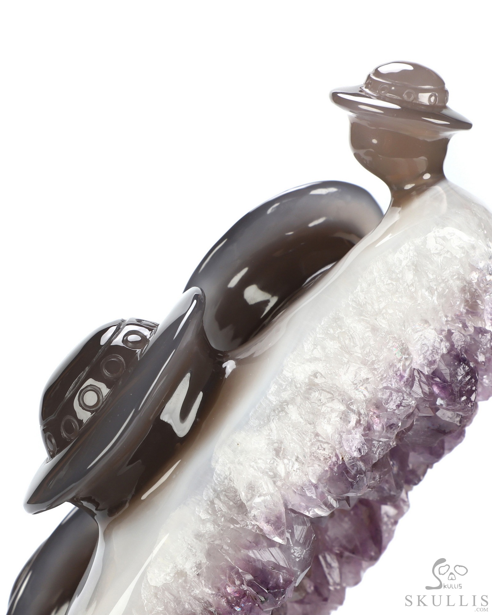 10.0" Agate Amethyst Druse Hand Carved Crystal Alien Fine Art Sculpture, Crystal Healing 10.0" Agate Amethyst Druse Hand Carved Crystal Alien Fine Art Sculpture, Crystal Healing