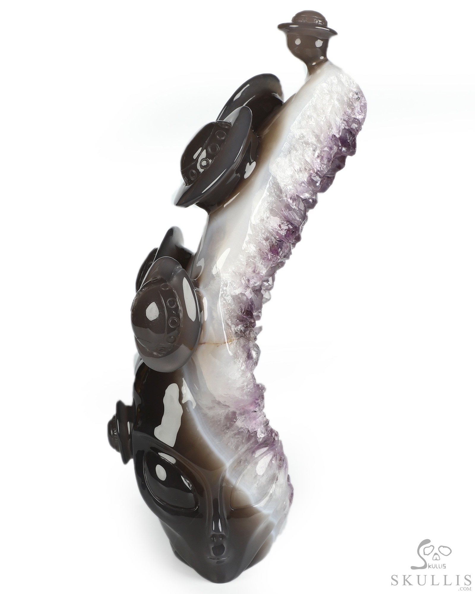 10.0" Agate Amethyst Druse Hand Carved Crystal Alien Fine Art Sculpture, Crystal Healing 10.0" Agate Amethyst Druse Hand Carved Crystal Alien Fine Art Sculpture, Crystal Healing