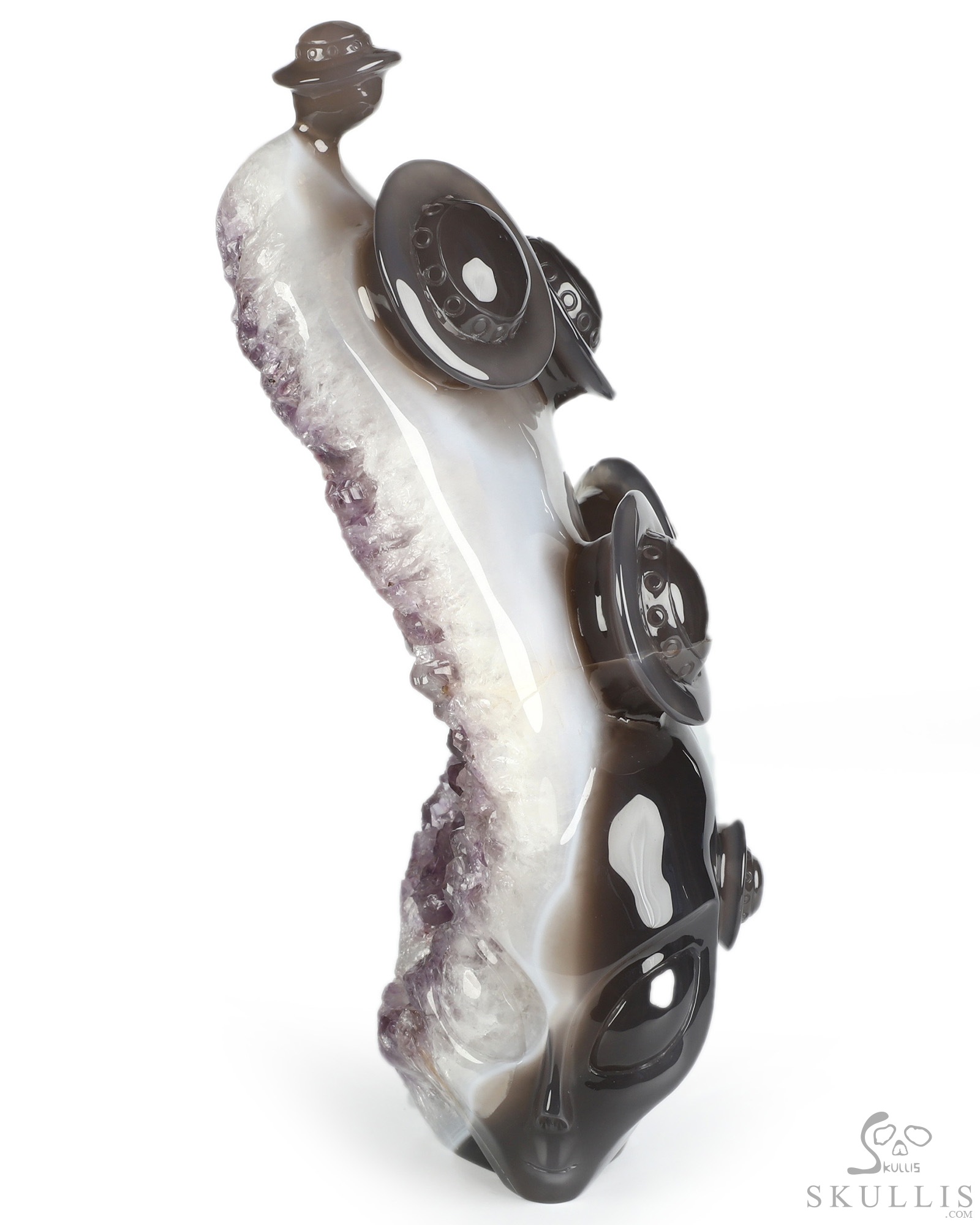 10.0" Agate Amethyst Druse Hand Carved Crystal Alien Fine Art Sculpture, Crystal Healing 10.0" Agate Amethyst Druse Hand Carved Crystal Alien Fine Art Sculpture, Crystal Healing