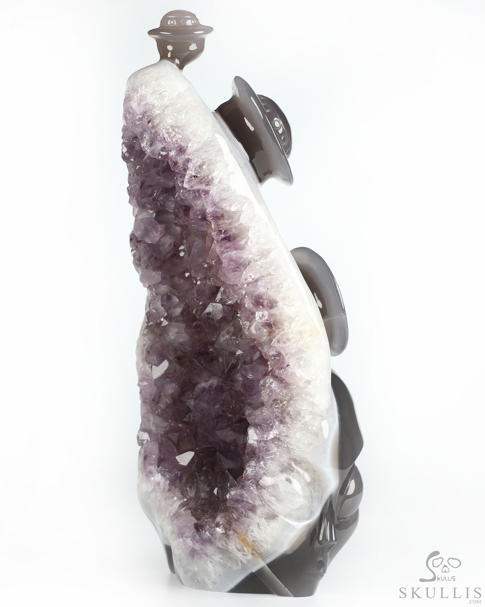 10.0" Agate Amethyst Druse Hand Carved Crystal Alien Fine Art Sculpture, Crystal Healing 10.0" Agate Amethyst Druse Hand Carved Crystal Alien Fine Art Sculpture, Crystal Healing