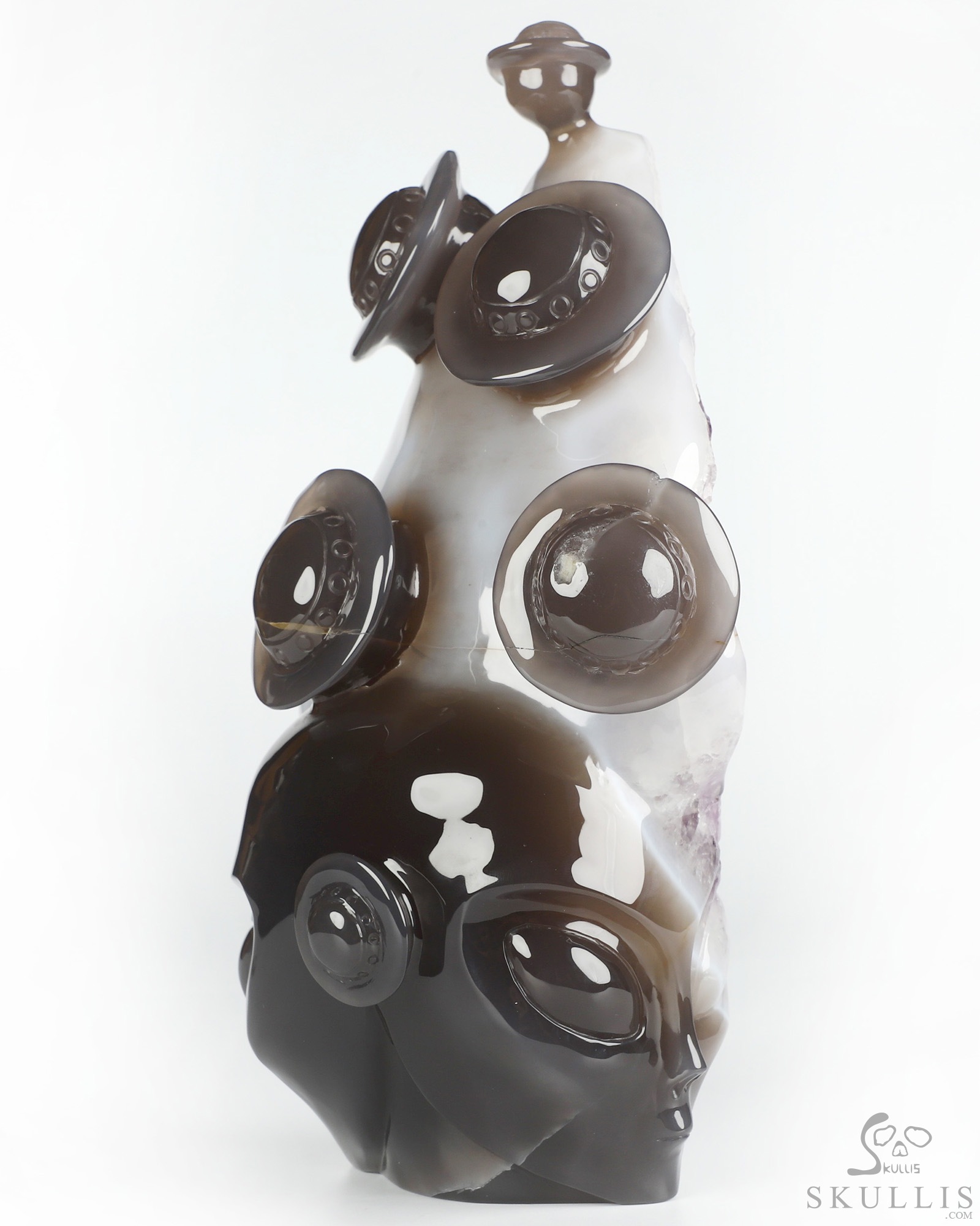 10.0" Agate Amethyst Druse Hand Carved Crystal Alien Fine Art Sculpture, Crystal Healing 10.0" Agate Amethyst Druse Hand Carved Crystal Alien Fine Art Sculpture, Crystal Healing