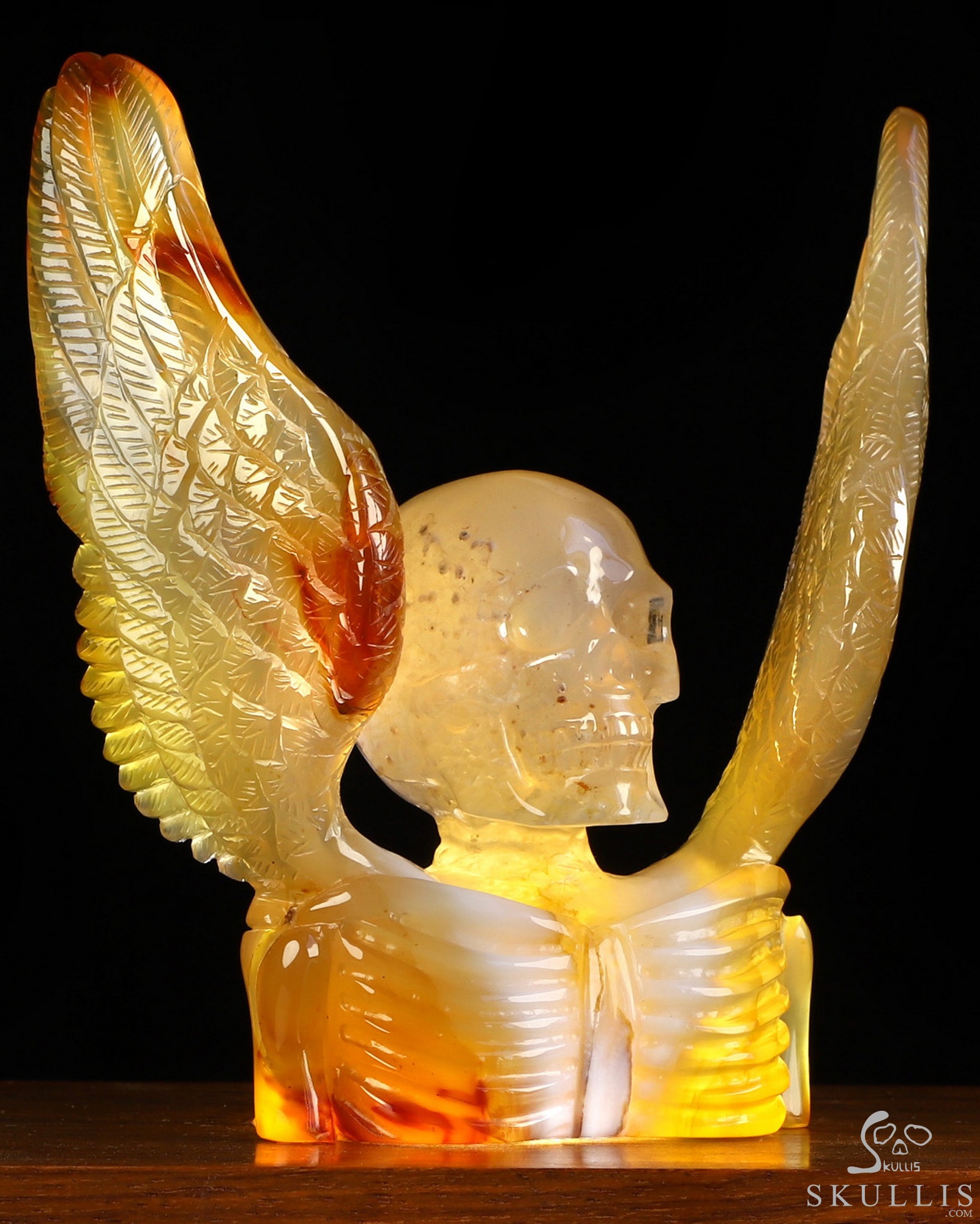 Sept 20, 2026 ACSAD (A Crystal Skull a Day) - Reborn from the Bone - 4.4" Agate Hand Carved Winged Crystal Skull Fine Art Sculpture, Crystal Healing Sept 20, 2026 ACSAD (A Crystal Skull a Day) - Reborn from the Bone - 4.4" Agate Hand Carved Winged Crystal Skull Fine Art Sculpture, Crystal Healing